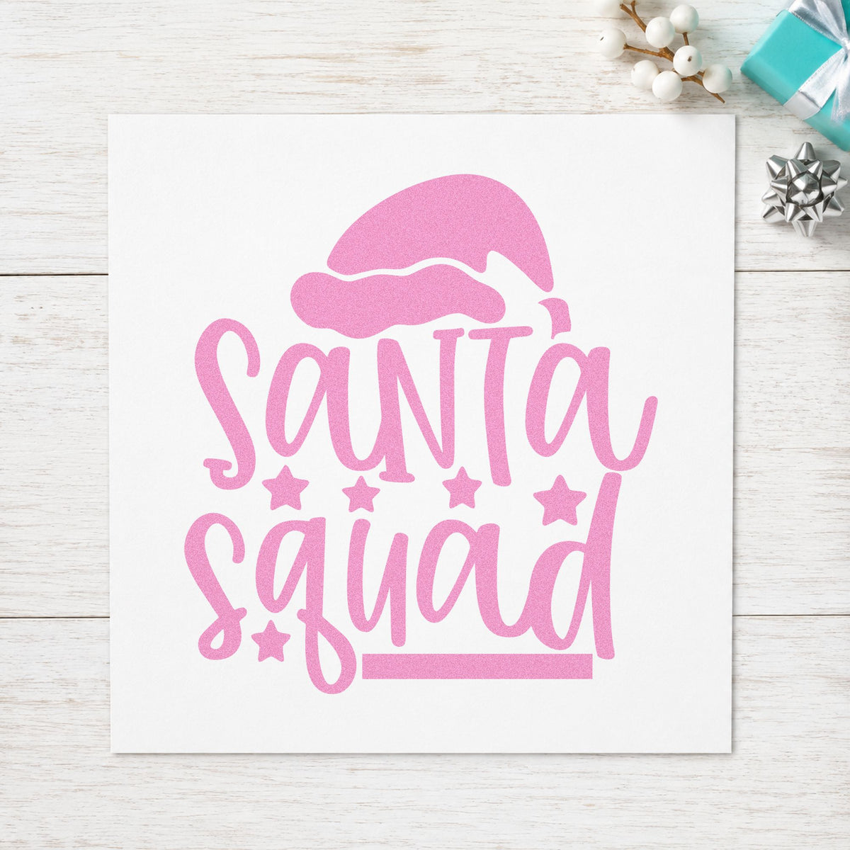 Santa Squad Hat Stars craft stamp in purple ink on cardstock, an easy option for team album page.