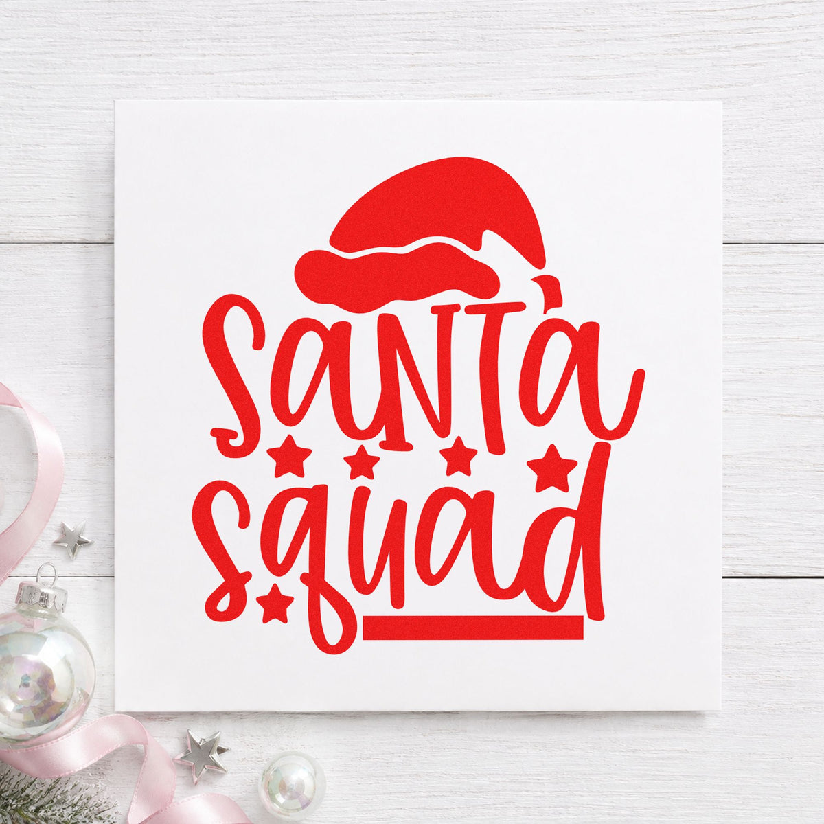 Santa Squad Hat Stars rubber stamp shown in red ink, stamped for projects such as locker row labels.