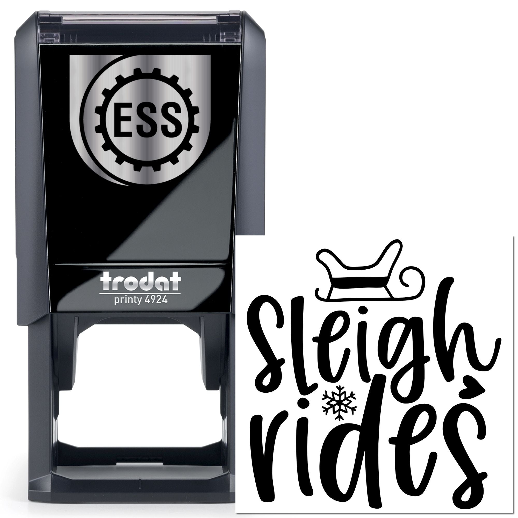 Self-Inking Sleigh Rides Favor Tag Stamp