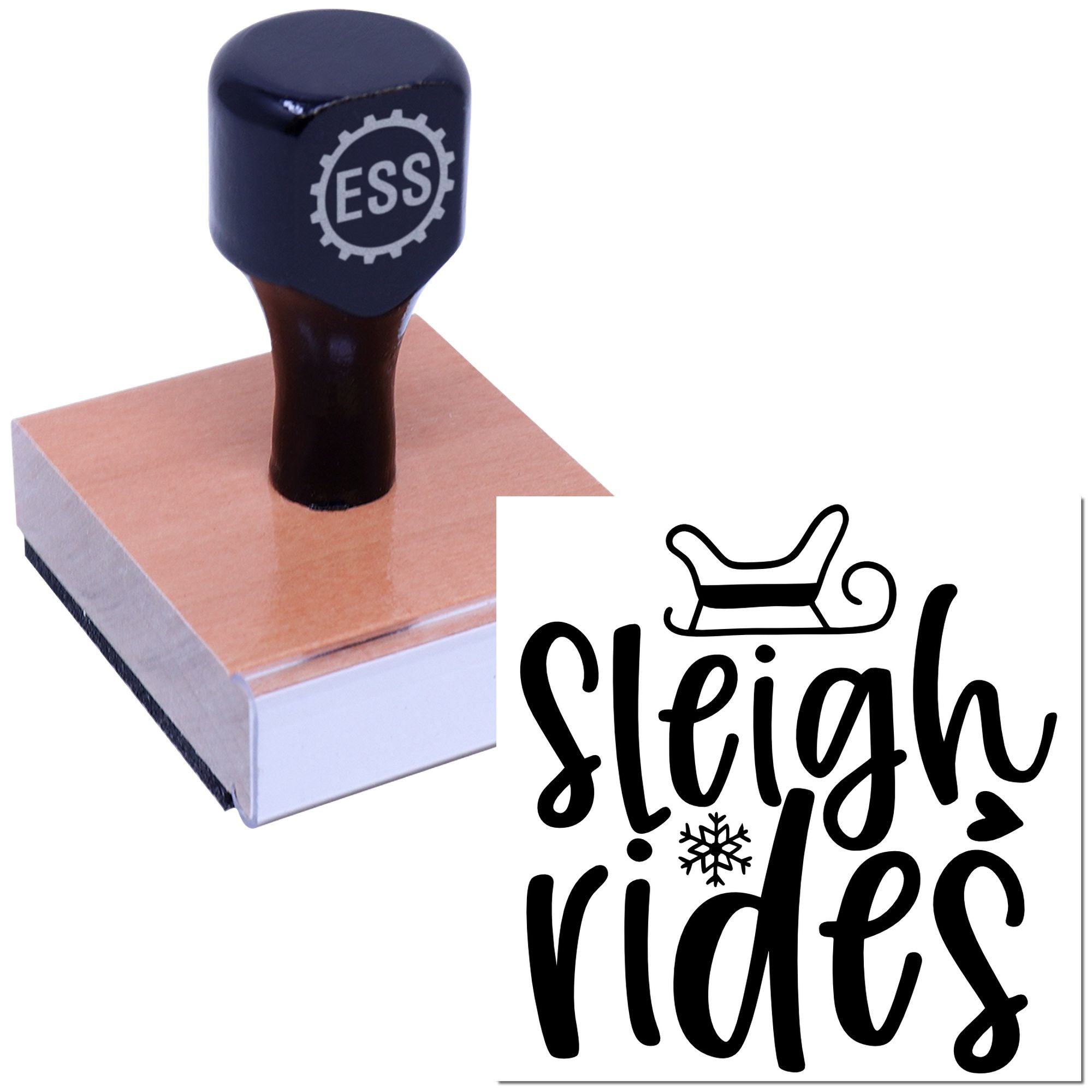 Joyful Winter Sleigh Place Card Rubber Stamp