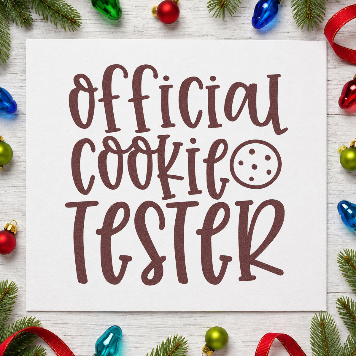 Official Cookie Tester Cookie rubber stamp printed in brown ink, ready for column score sheet and similar paper crafts.