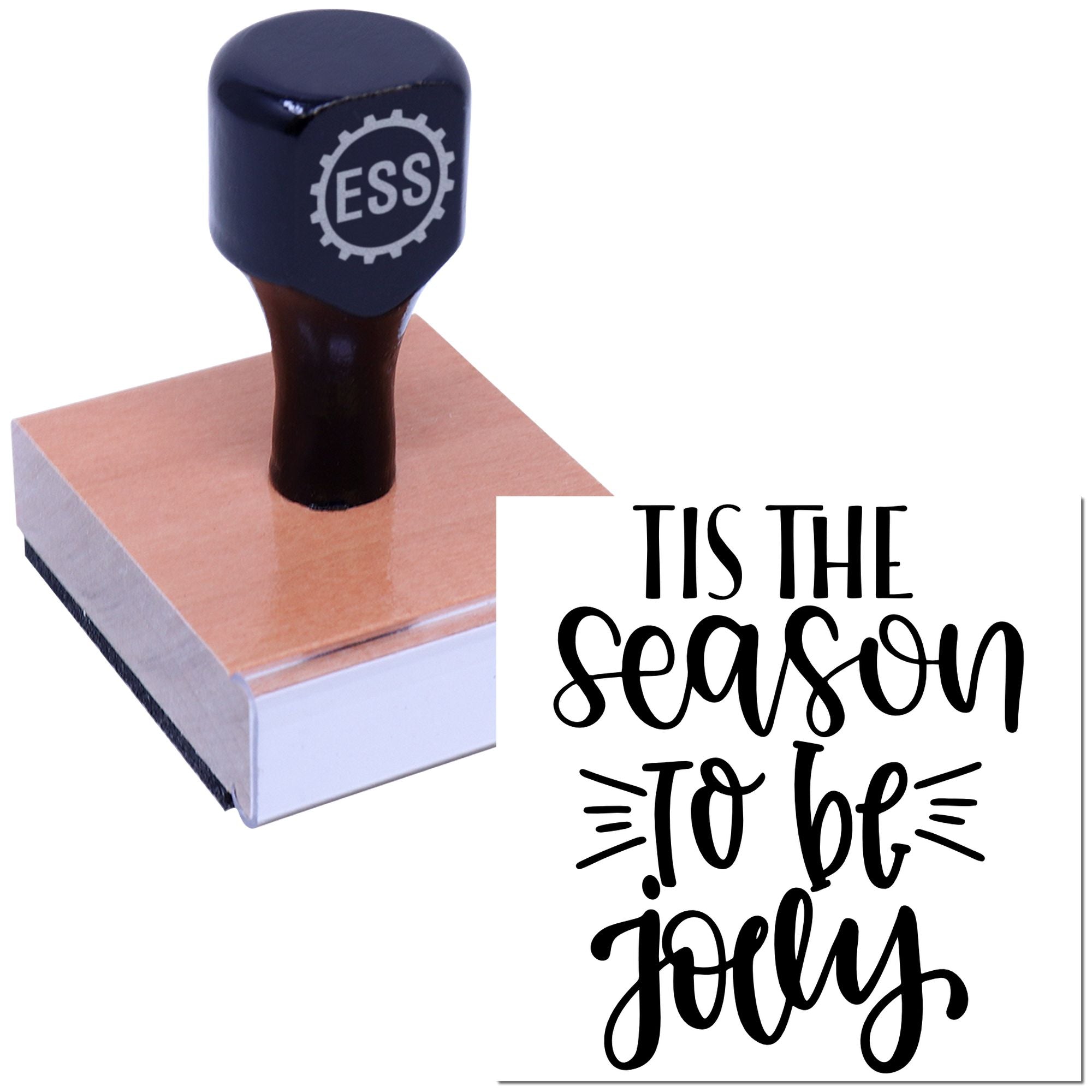 Festive Holiday Typography Place Card Rubber Stamp