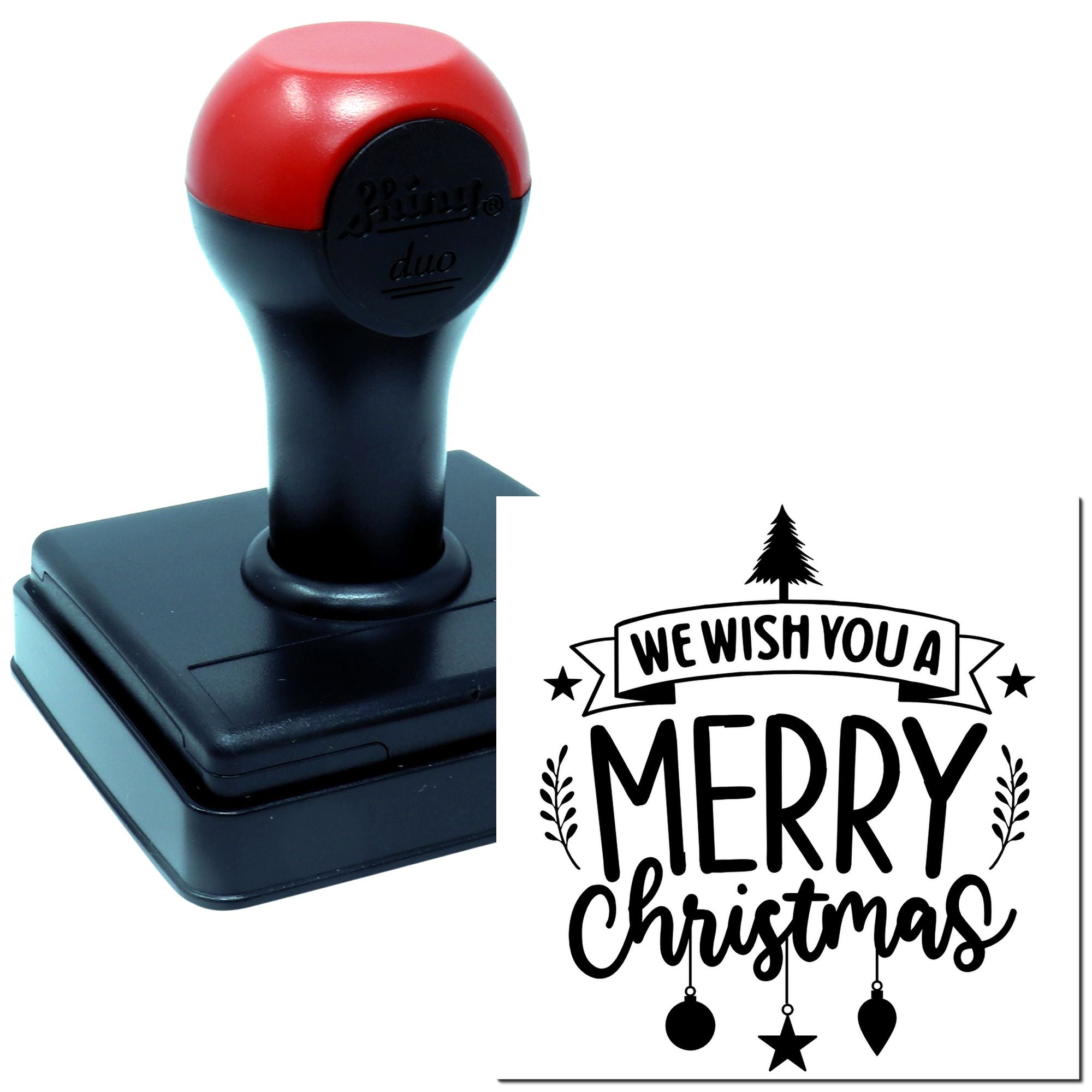 Duo Festive Handlettered Merry Christmas Banner Hand Stamp