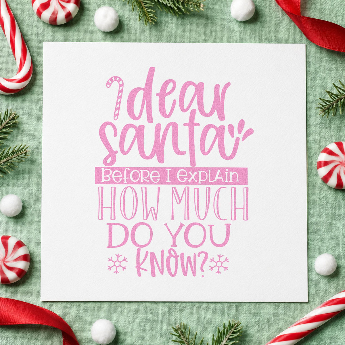 Dear Santa How Much Know craft stamp in purple ink on cardstock, an easy option for office year album.