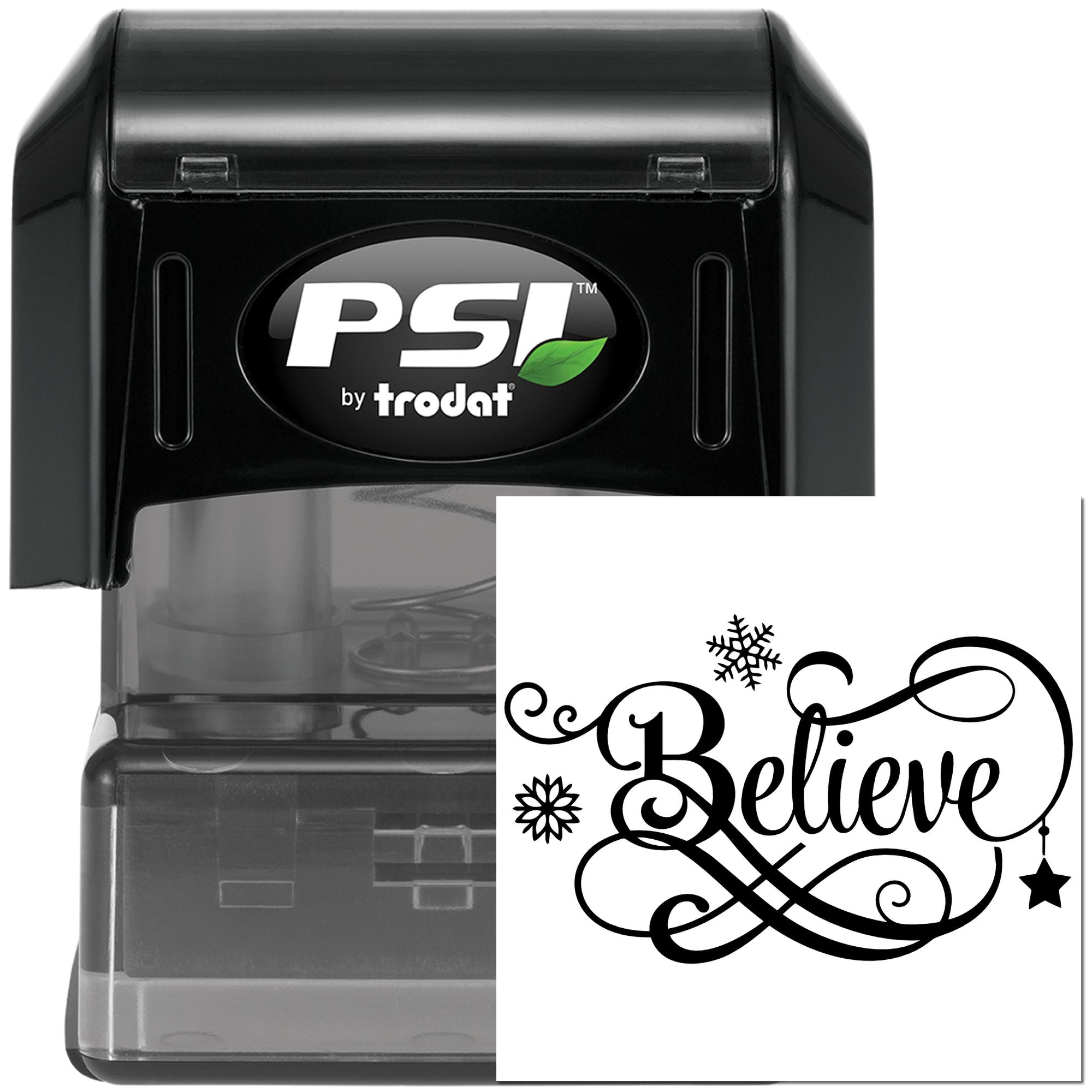 Pre-Inked Believe Winter Ornament Papercraft Stamp