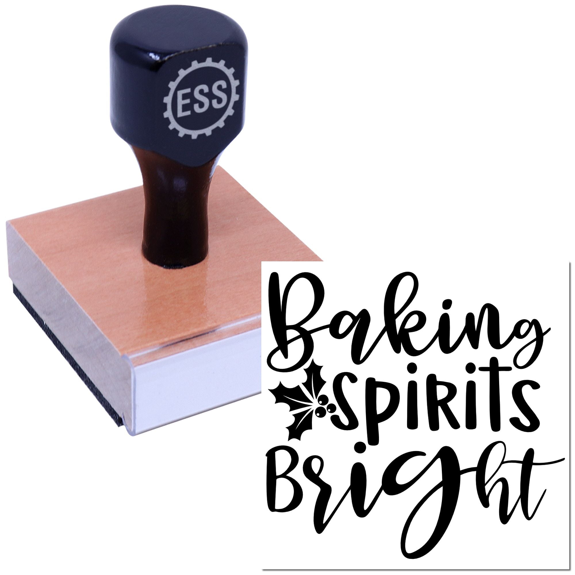 Holly Baking Cheer Paper Goods Rubber Stamp