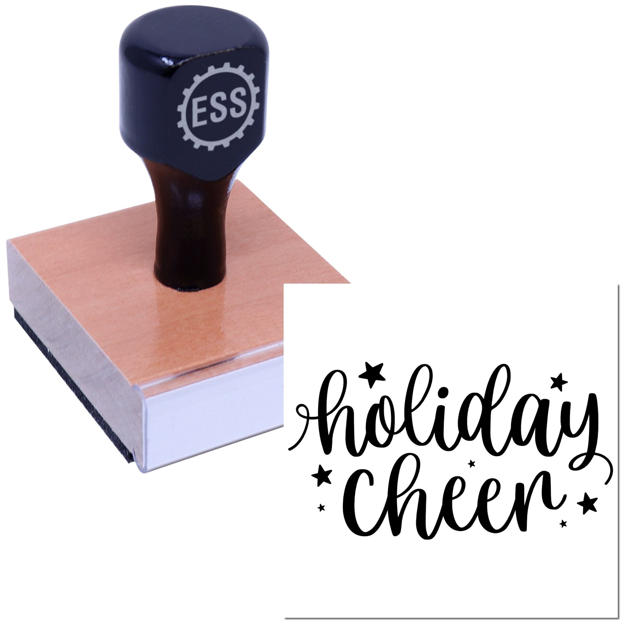 Joyful Holiday Script Note Card Rubber Stamp