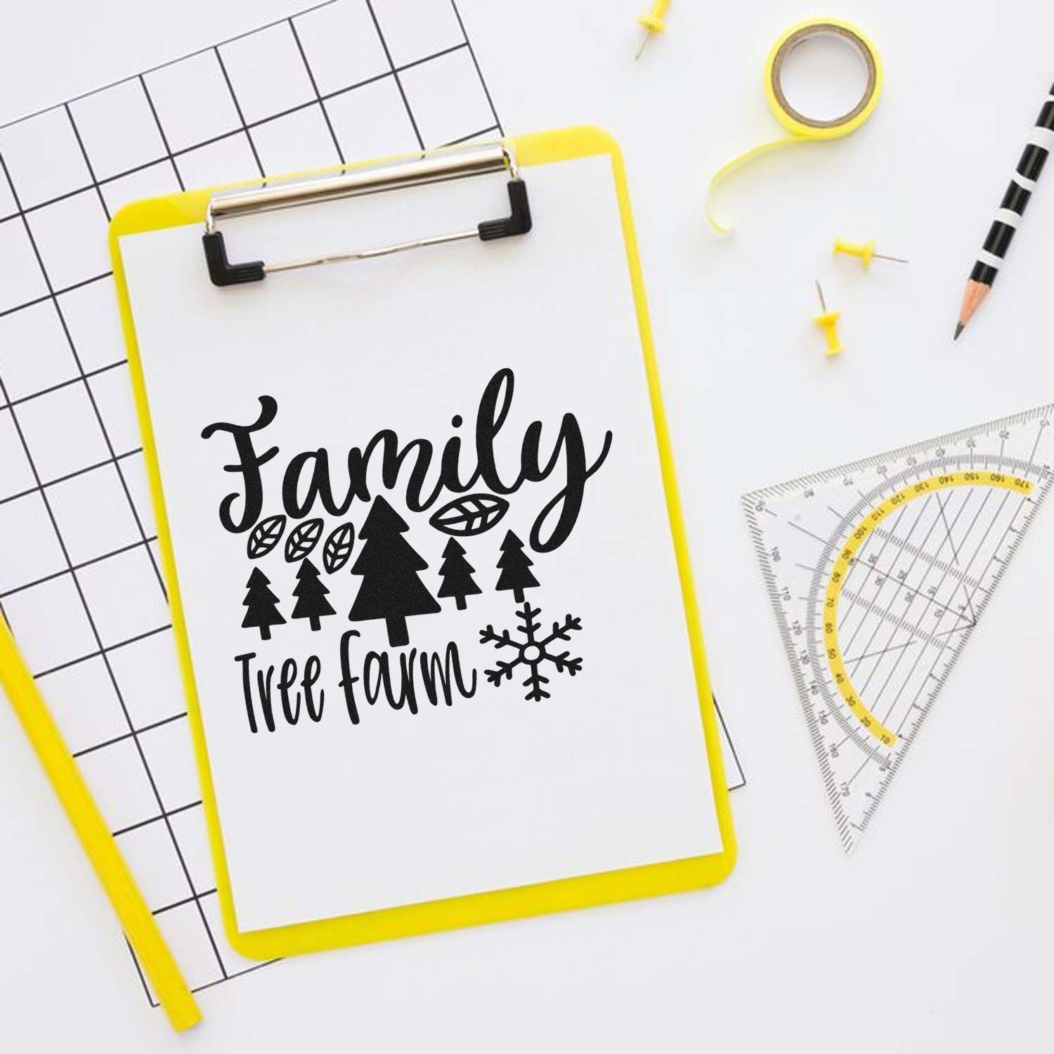 Duo Cozy Family Christmas Tree Farm Hand Stamp