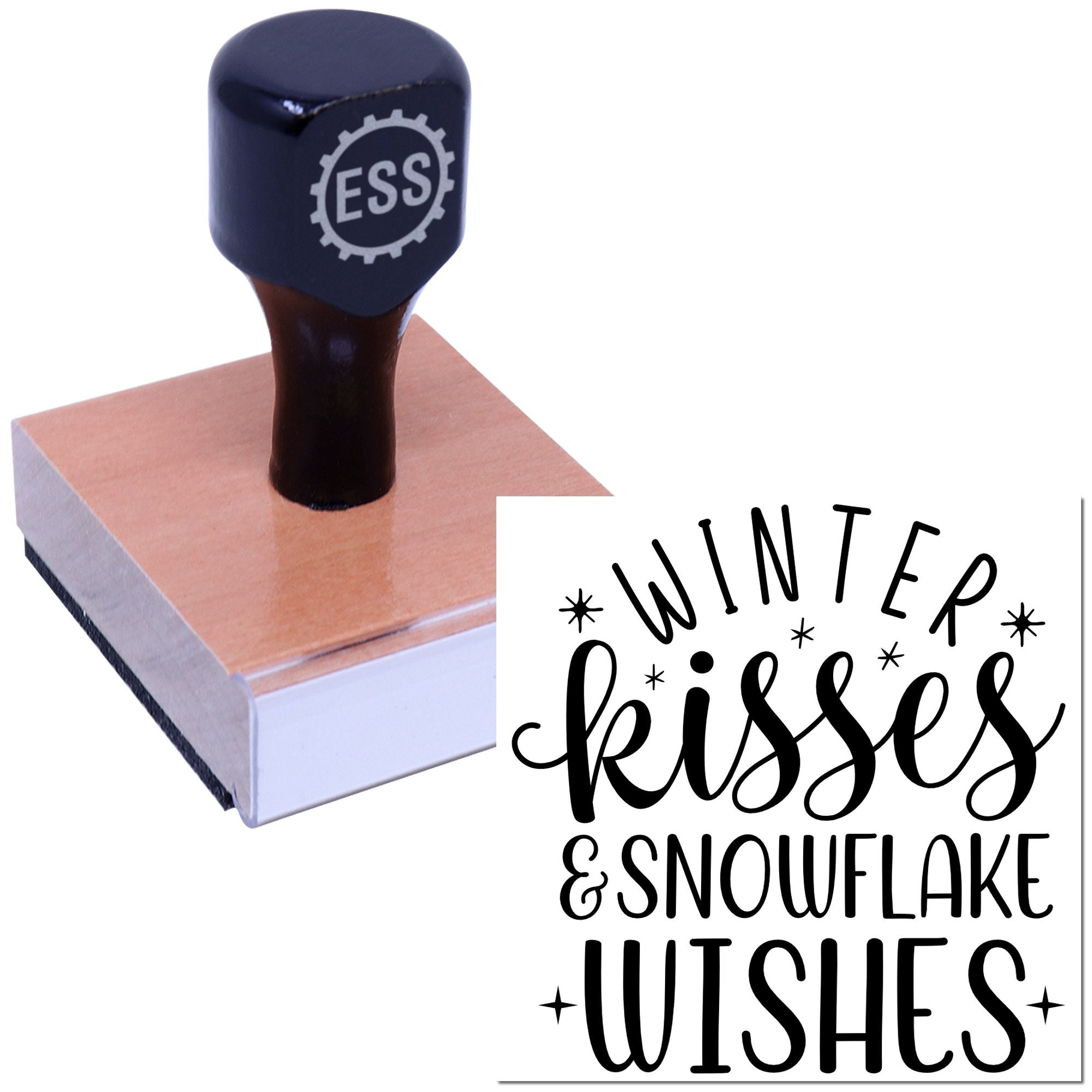 Frosty Kissed Wishes Card Rubber Stamp