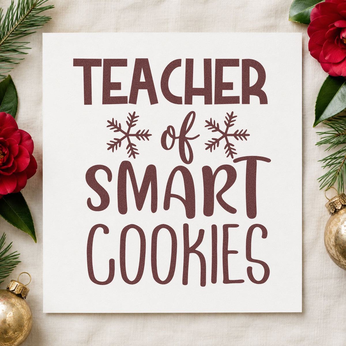 Teacher Of Smart Cookies rubber stamp printed in brown ink, ready for reward chart sheet and similar paper crafts.