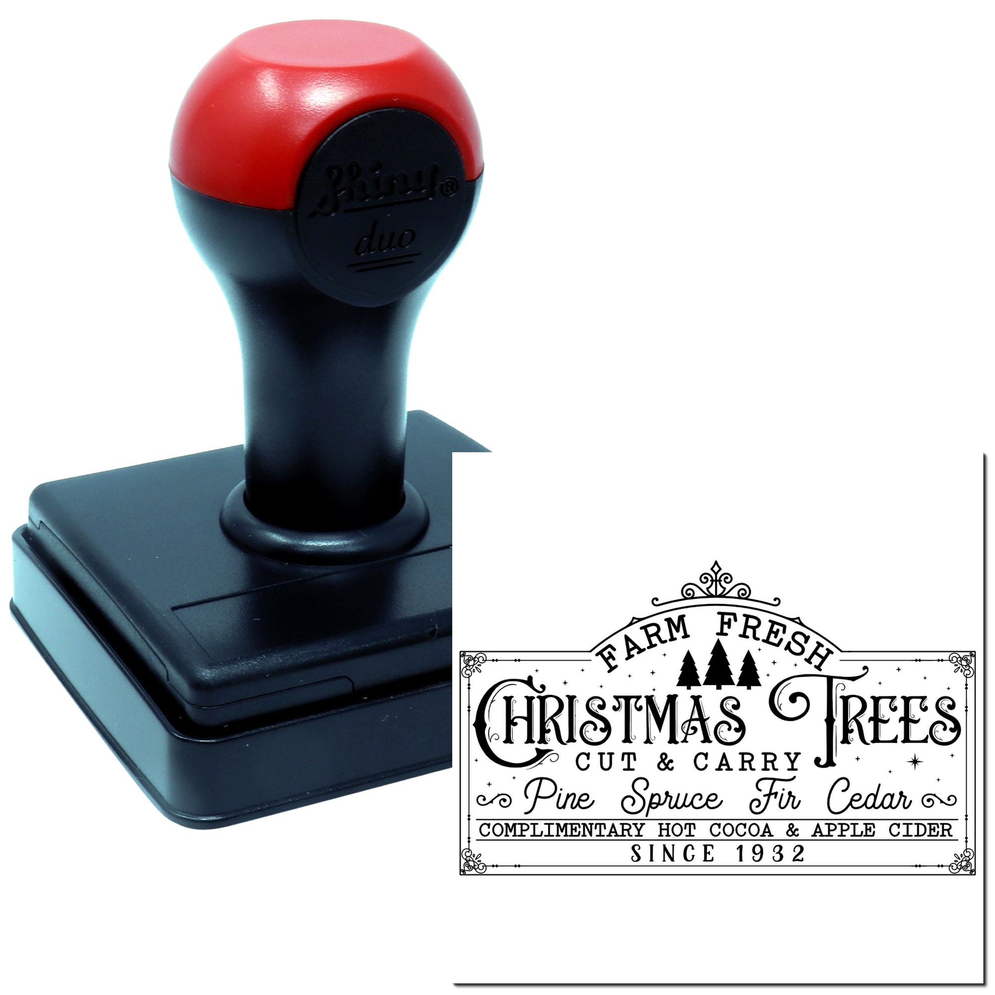 Duo Farm Fresh Christmas Tree Market Hand Stamp