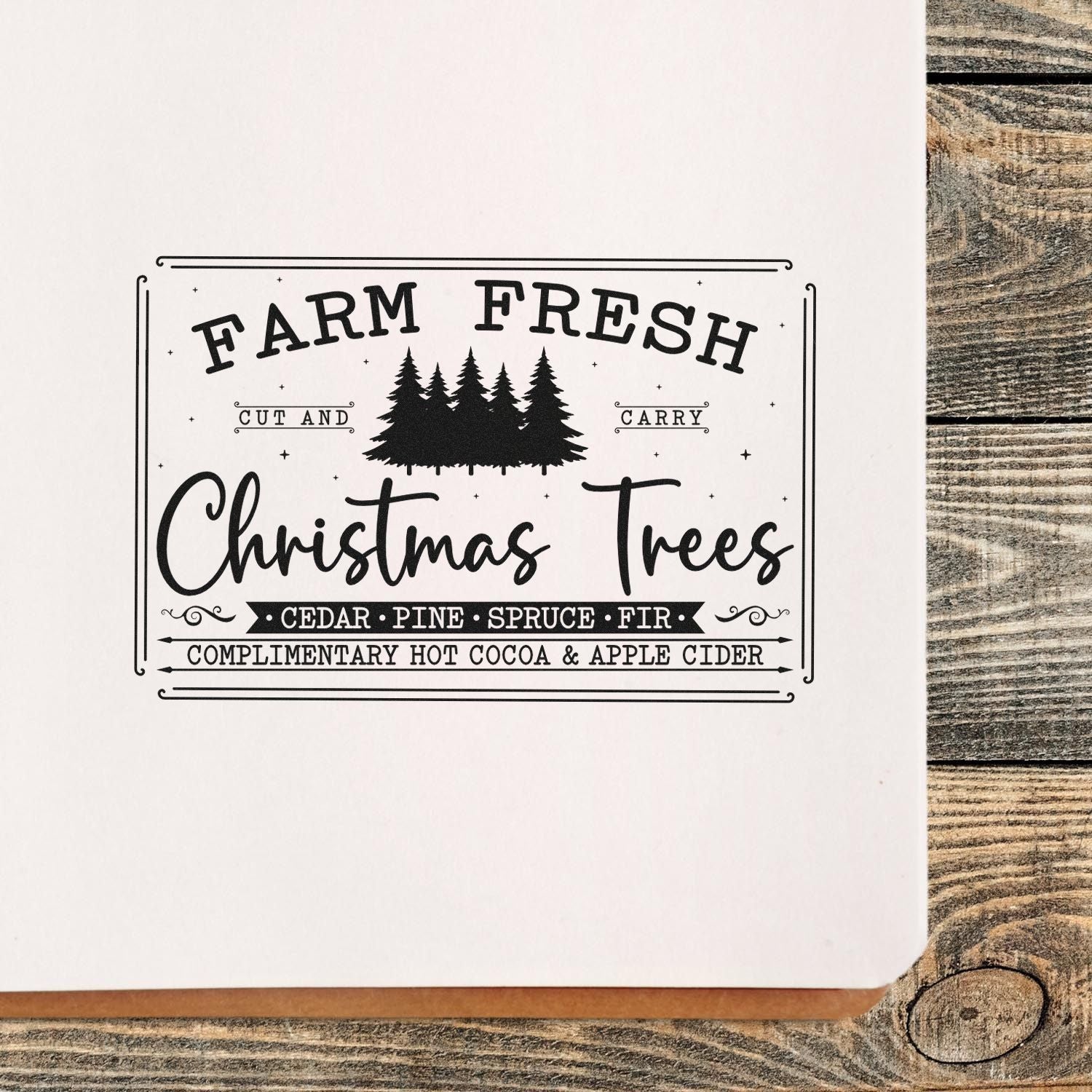Self-Inking Christmas Trees Greeting Card Stamp