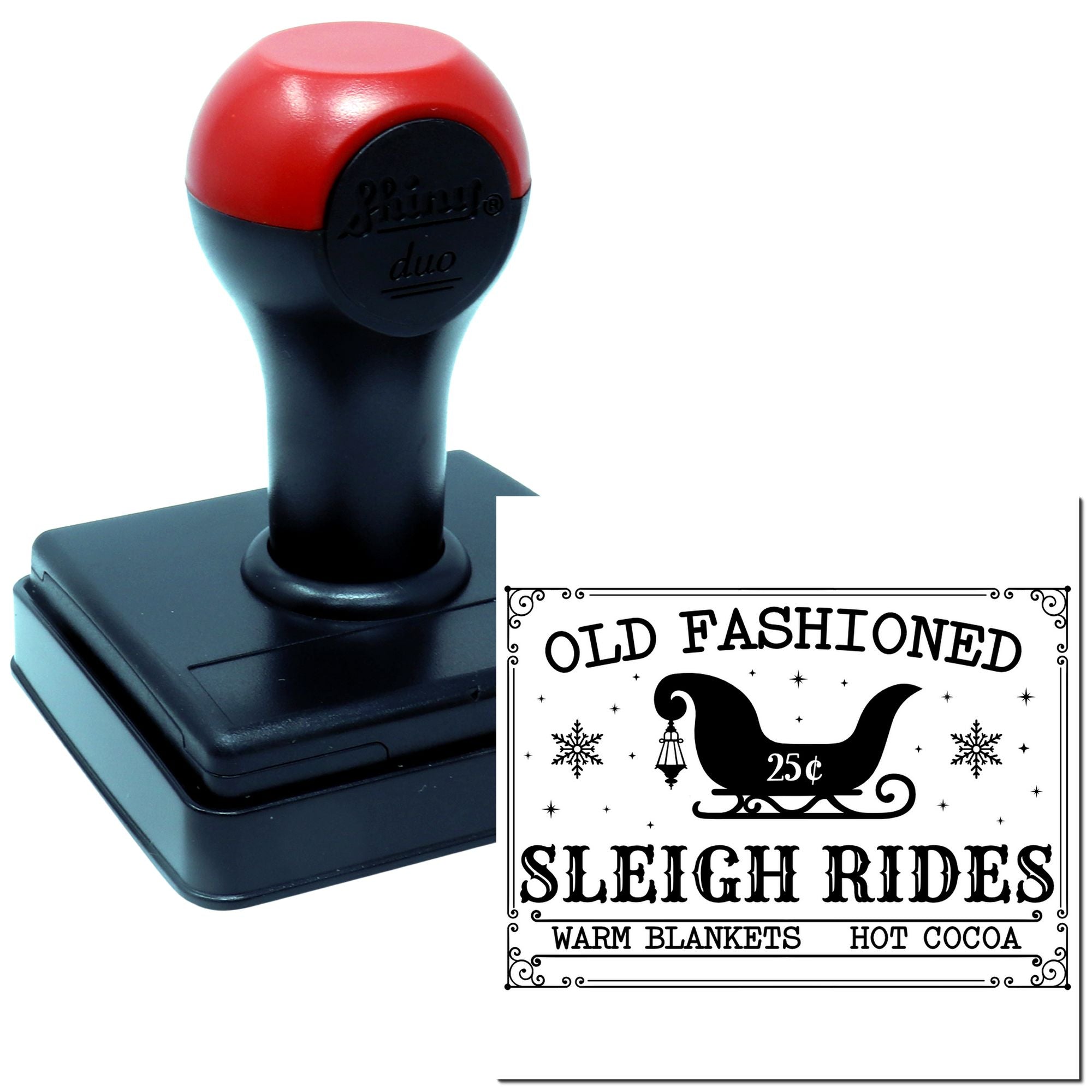 Duo Vintage Cozy 25¢ Sleigh Ride Hand Stamp