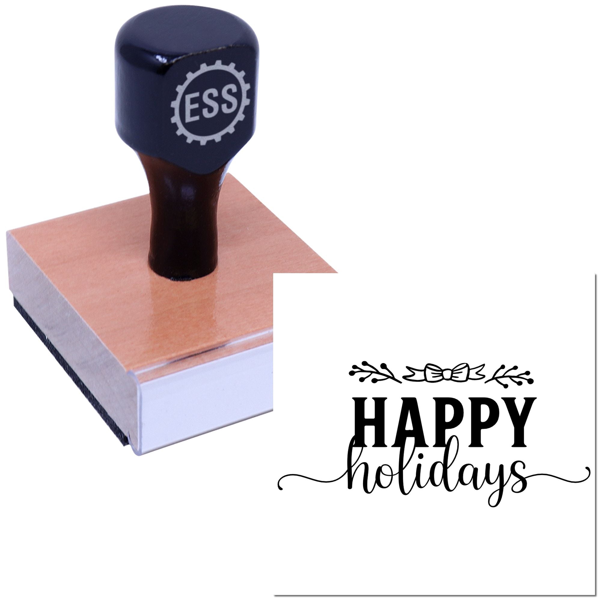 Festive Holiday Typography Crafting Rubber Stamp