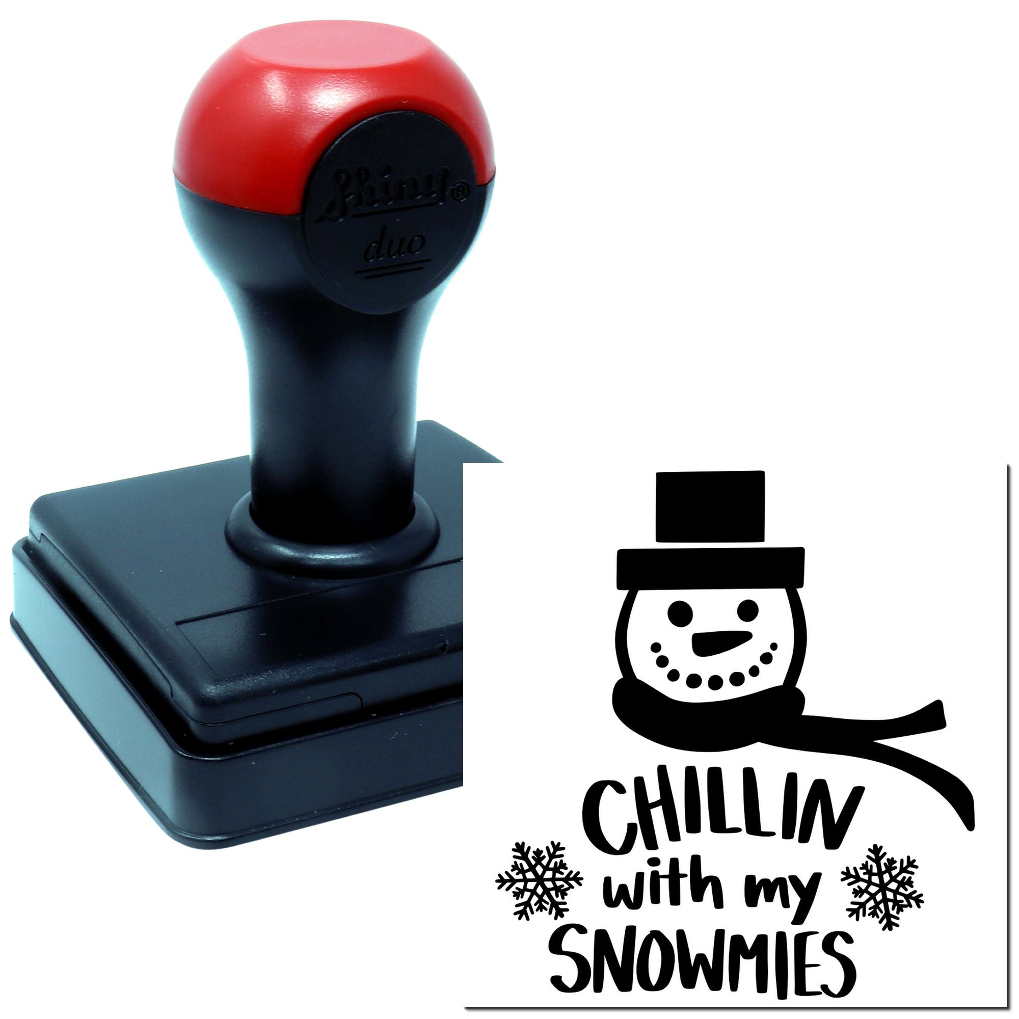 Duo Smiling Snowman Chillin With Snowmies Hand Stamp