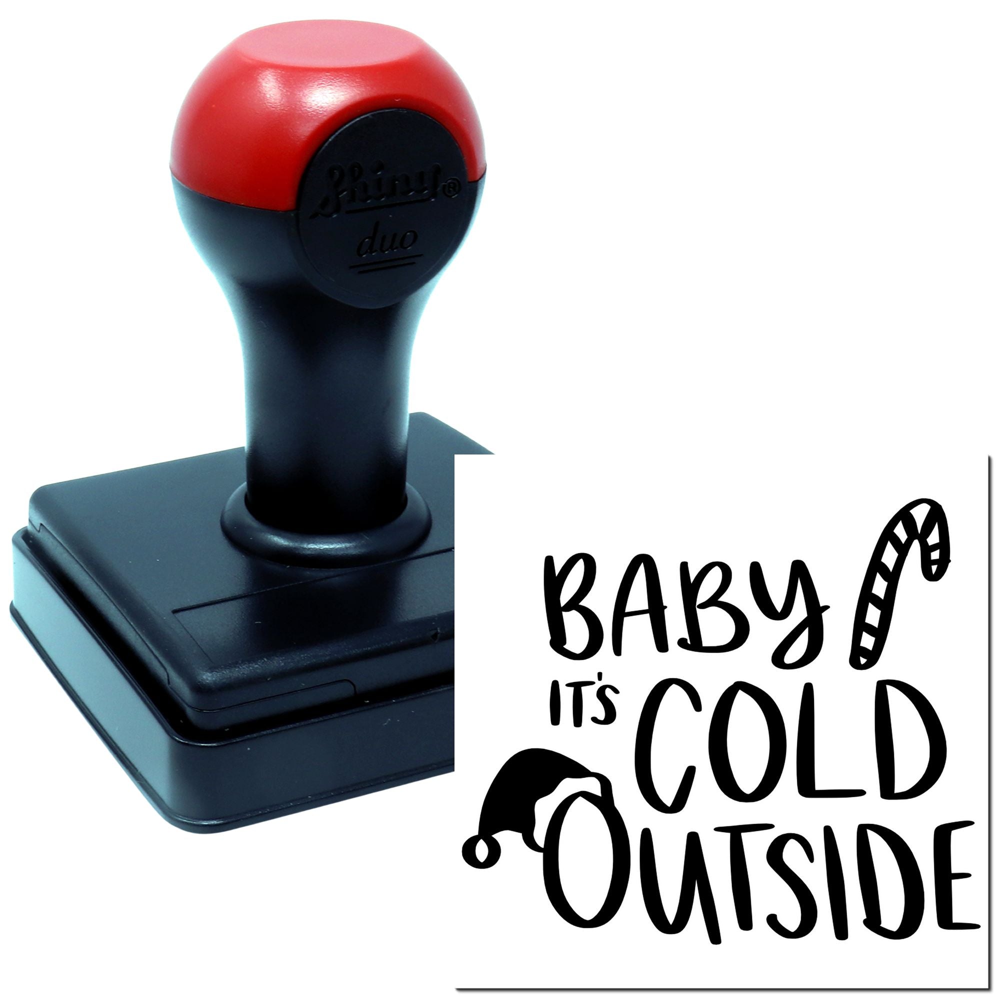 Duo Whimsical Holiday Cold Outside Design Hand Stamp
