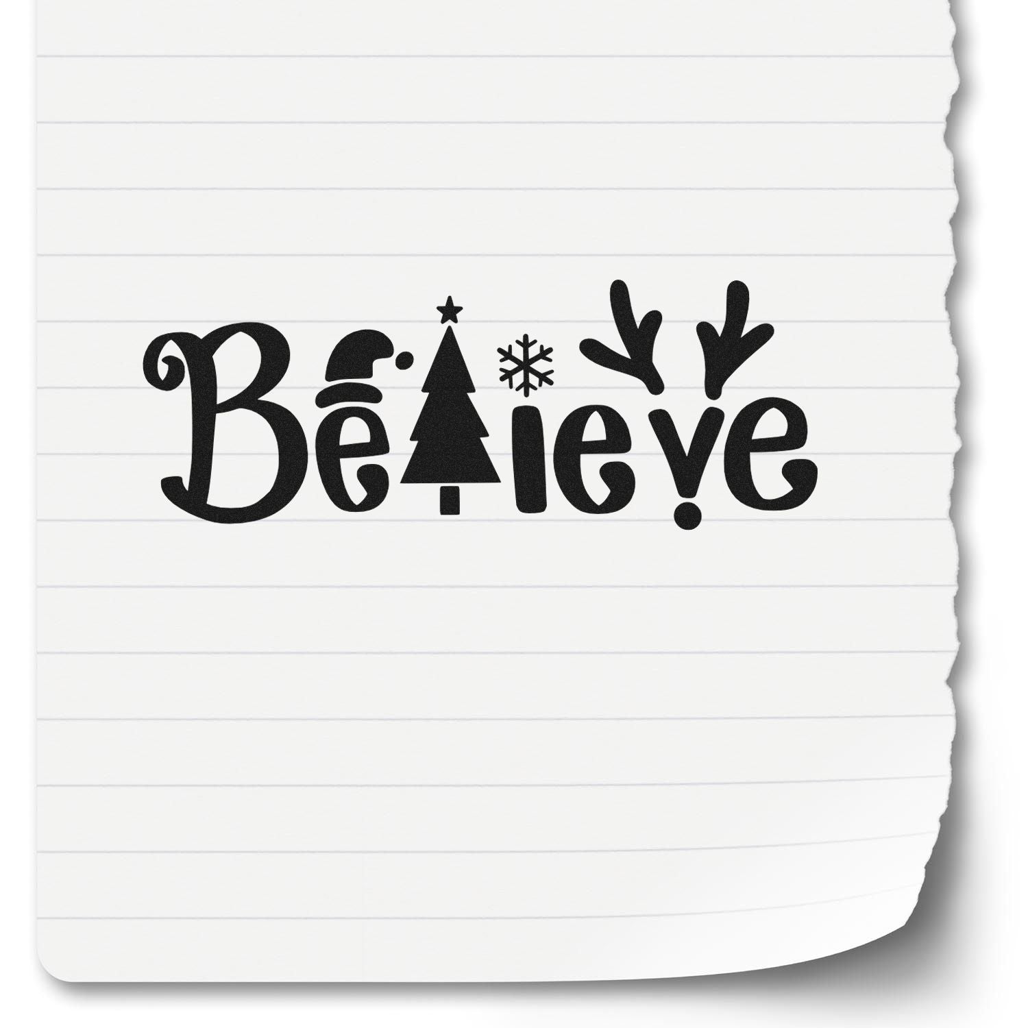 Pre-Inked Believe Holiday Magic Note Card Stamp