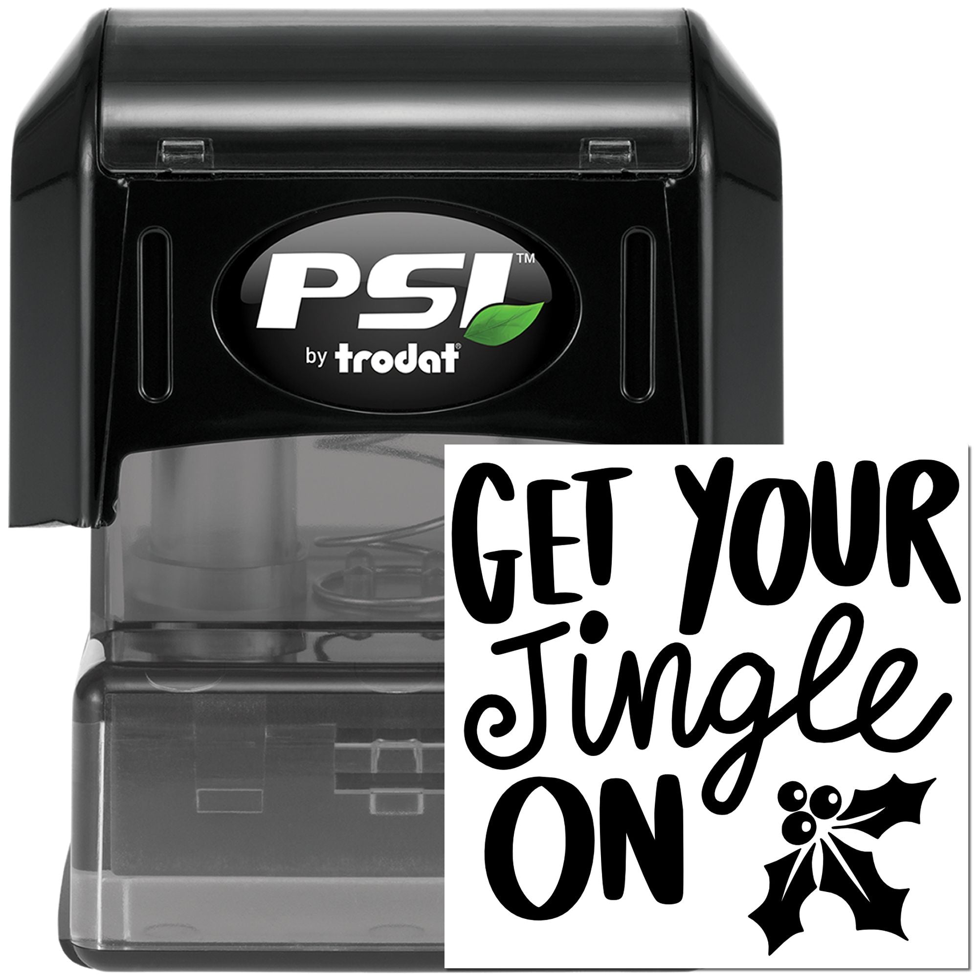 Pre-Inked Jingle On Holly Mini Card Stamp