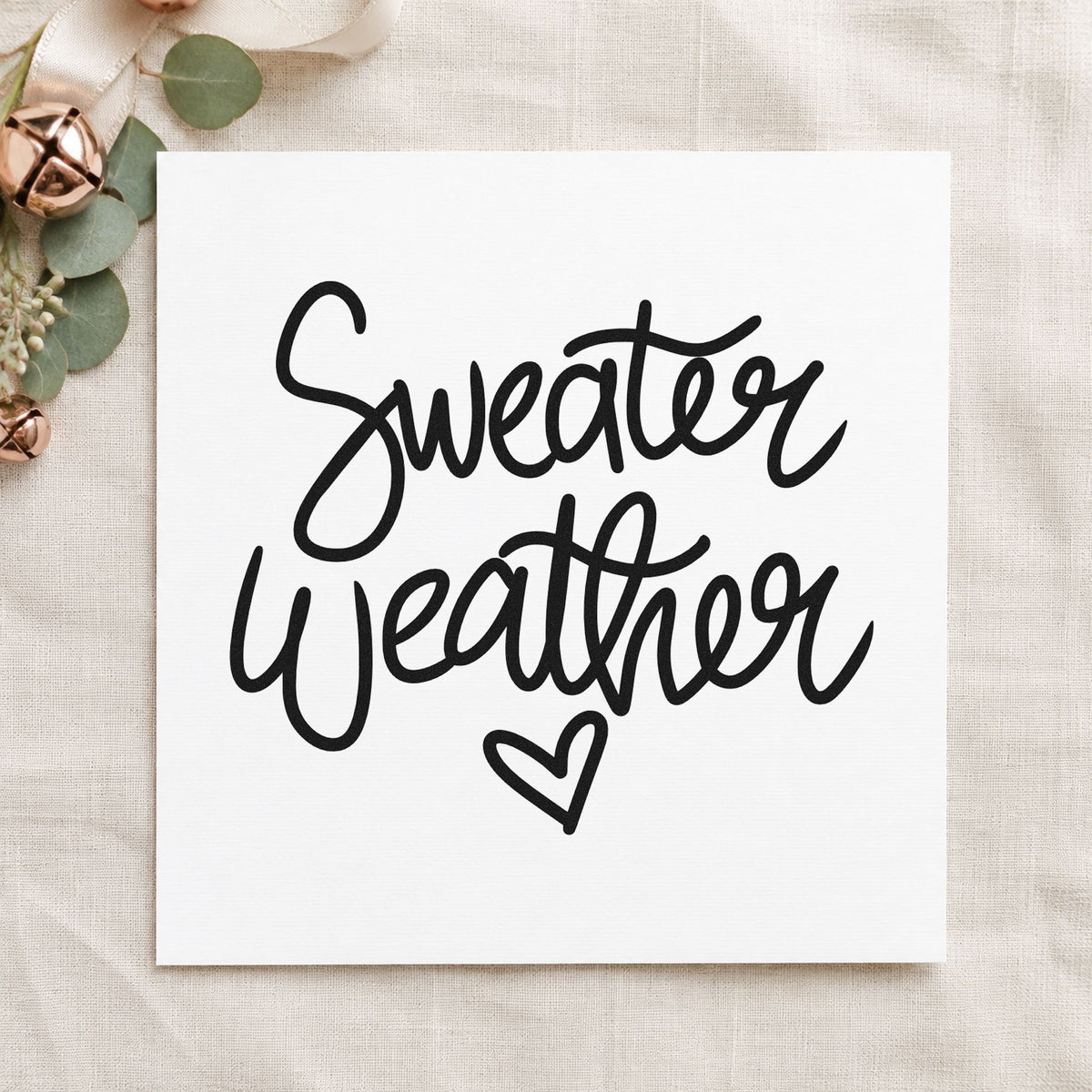 Sweater Weather Little Heart rubber stamp printed in black ink, ready for heart below cards and similar paper crafts.