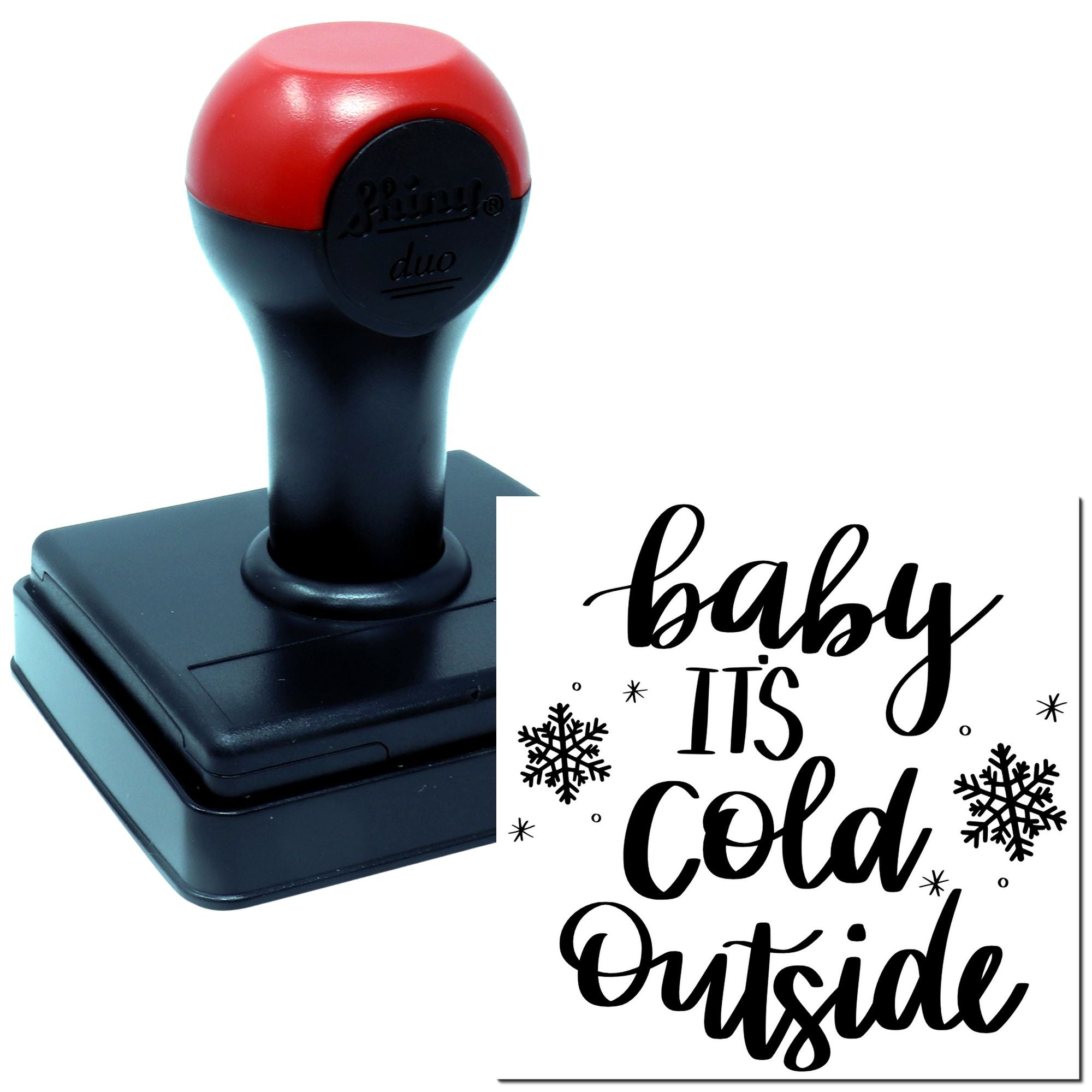 Duo Playful Script Snowflake Winter Quote Hand Stamp