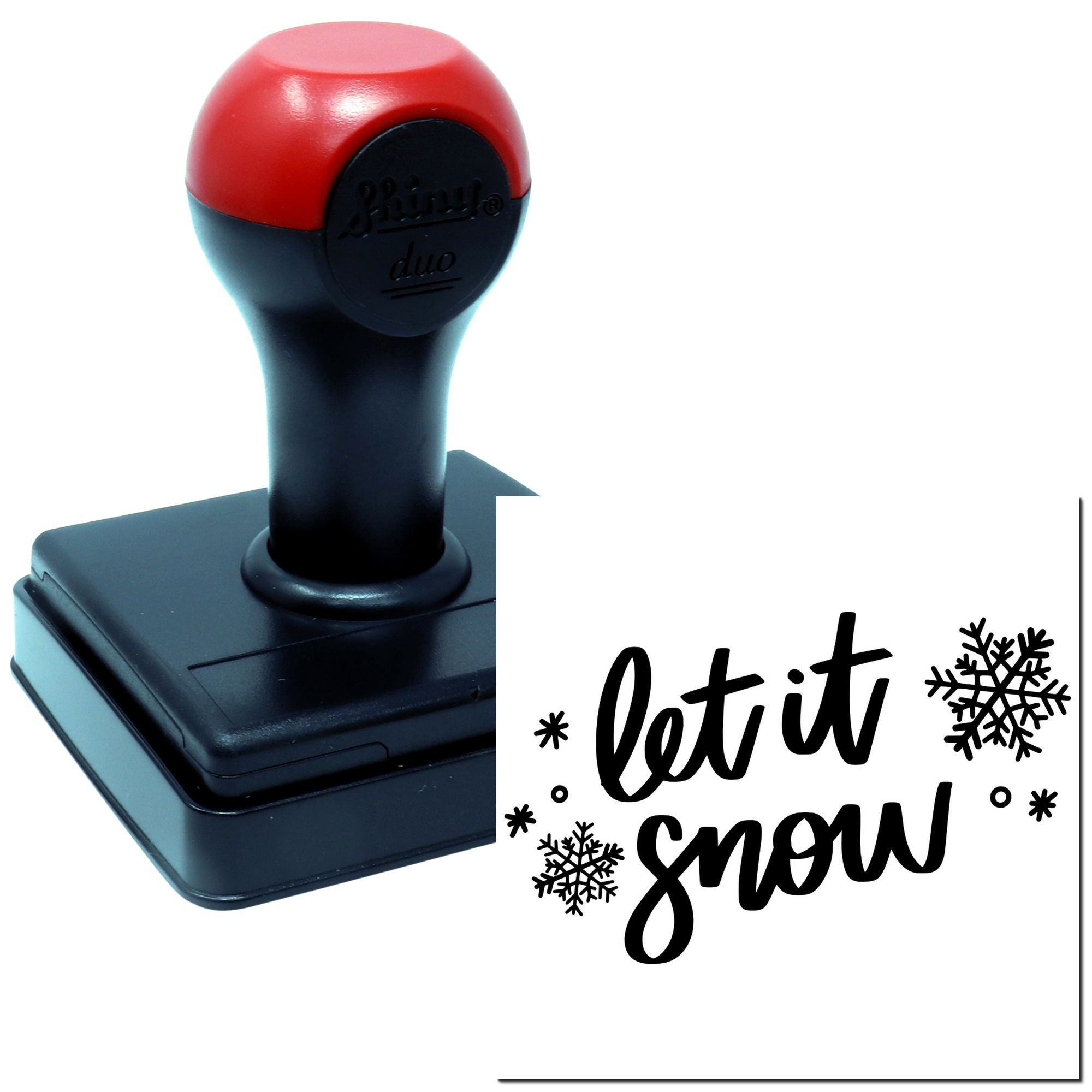 Duo Snowflake Script Holiday Winter Sign Hand Stamp