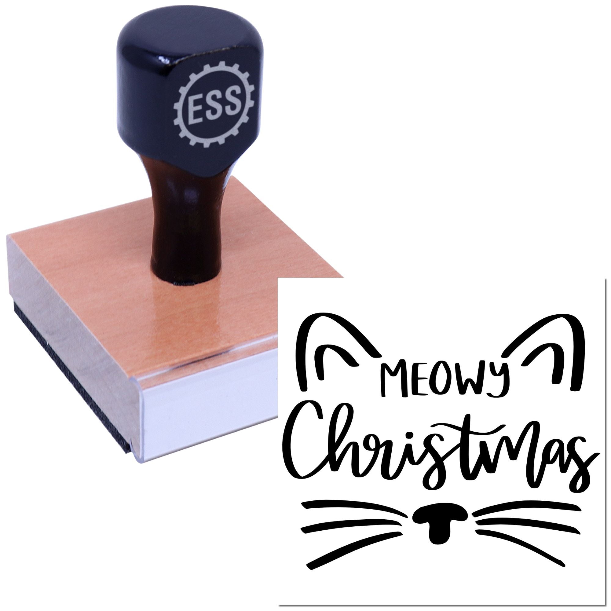 Meowy Holiday Whiskers Paper Goods Rubber Stamp