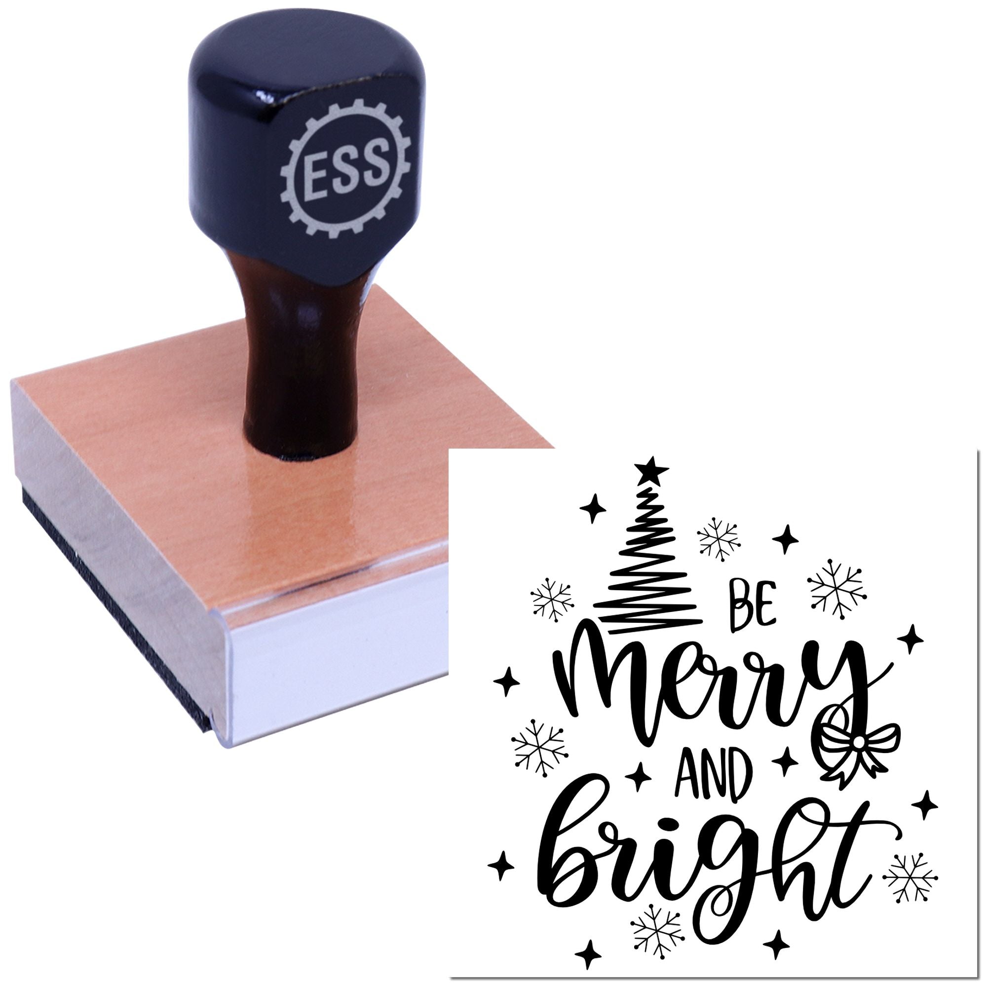 Holiday Merry Bright Mini Card Rubber Stamp