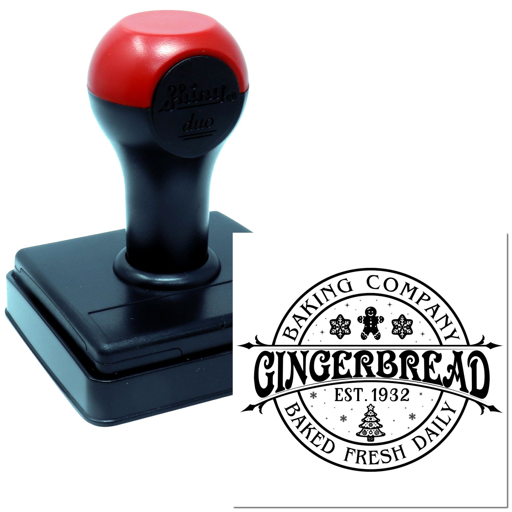 Duo Vintage Gingerbread Bakery Holiday Seal Hand Stamp