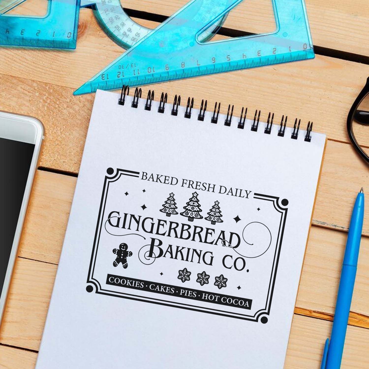 Self-Inking Gingerbread Bakery Handcraft Stamp