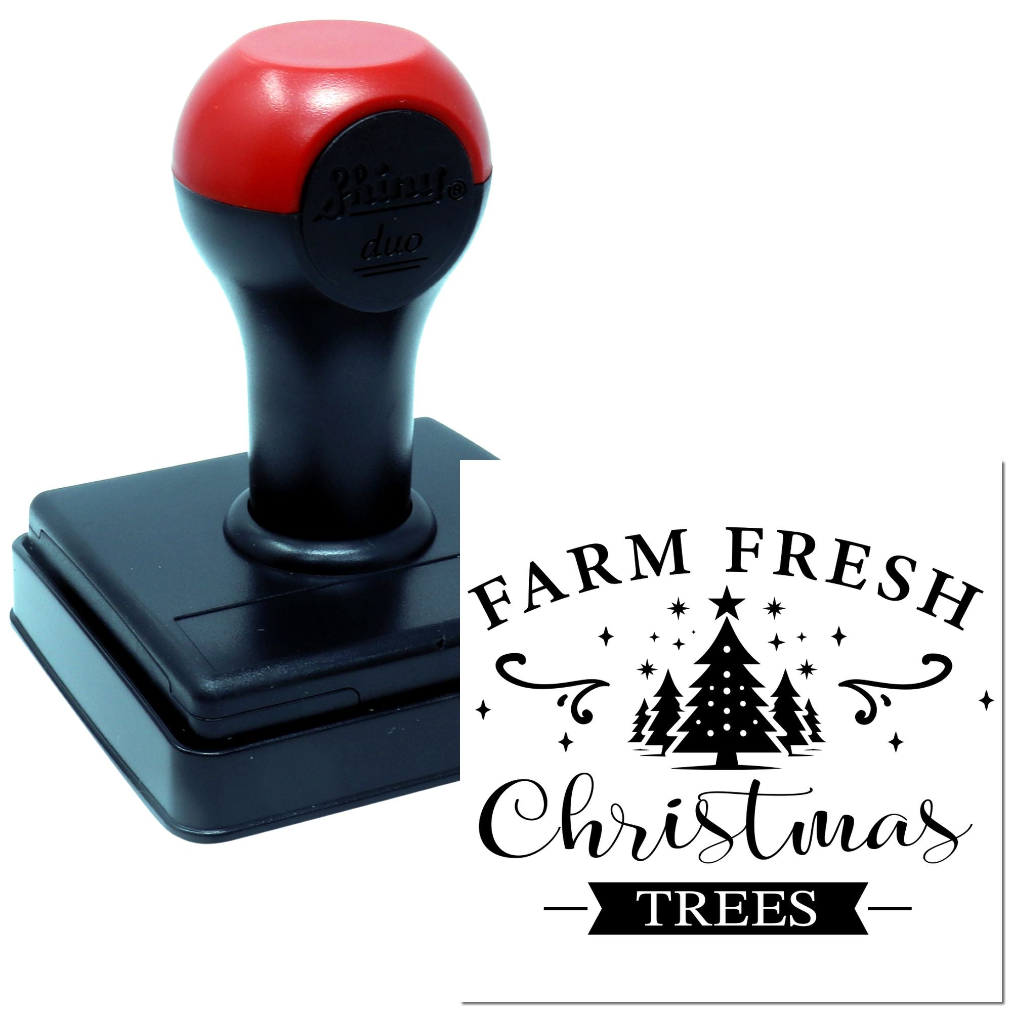 Duo Farm Fresh Christmas Trees Sign Hand Stamp