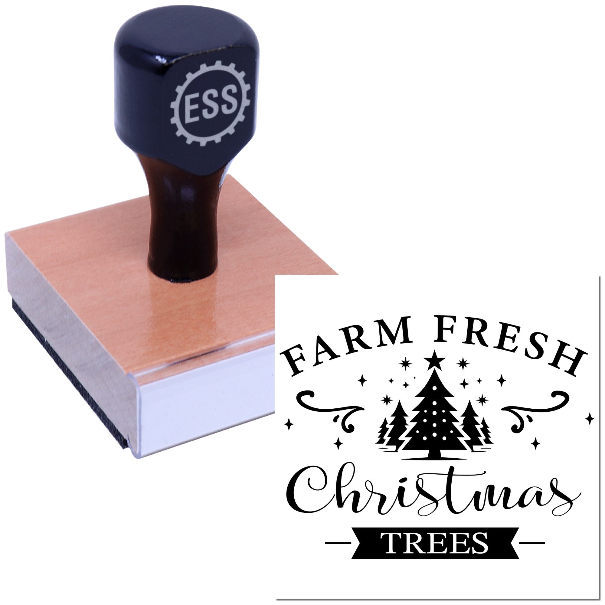 Frosty Farm Pines Paper Craft Rubber Stamp