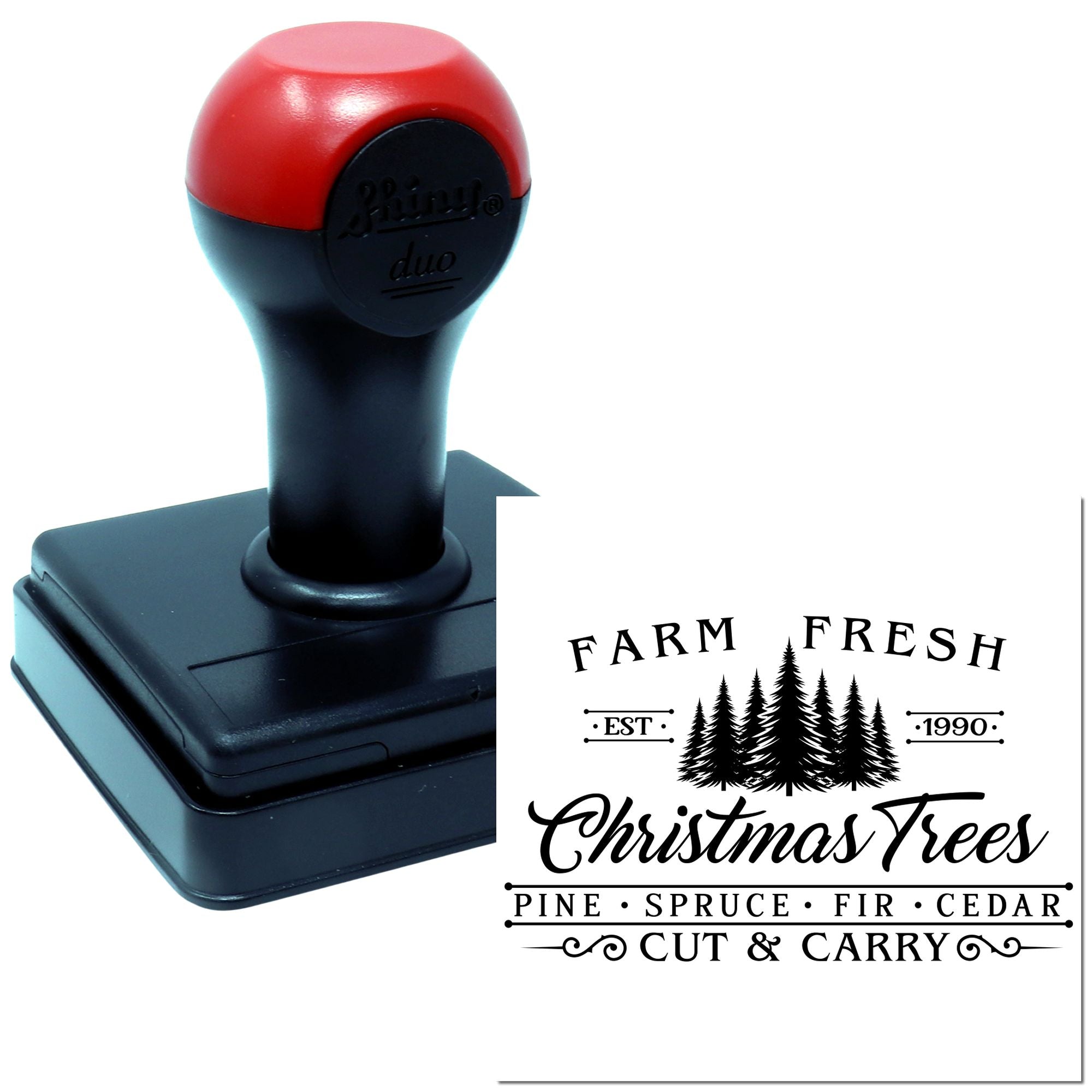 Duo Farm Fresh Christmas Tree Market Hand Stamp