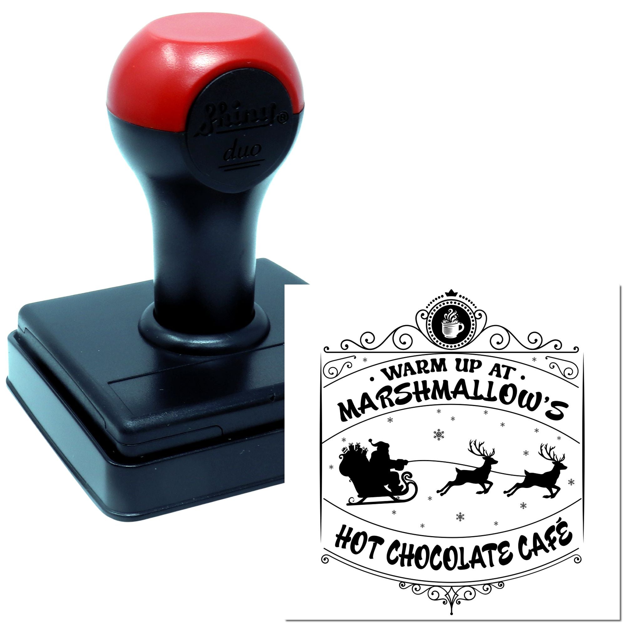 Duo Santa's Cozy Marshmallow Hot Cocoa Hand Stamp