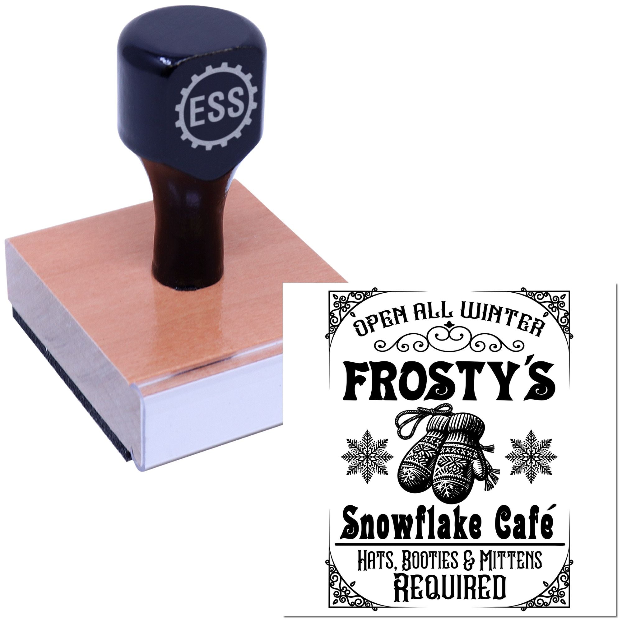 Cozy Snowflake Café Tag Rubber Stamp