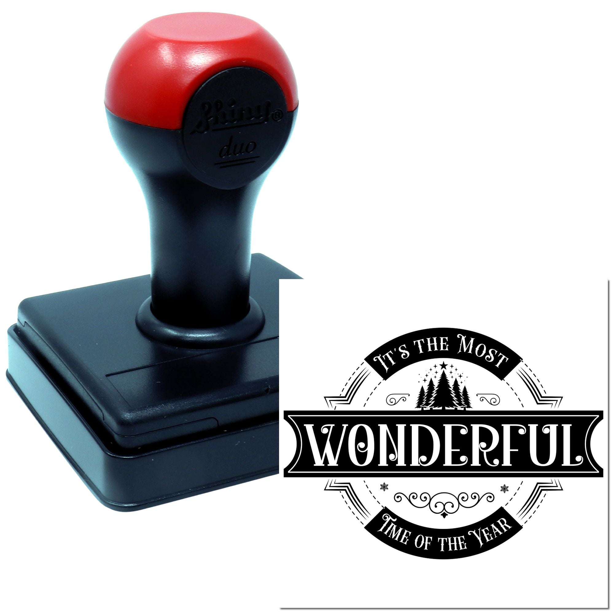 Duo Vintage Wonderful Holiday Time Emblem Hand Stamp