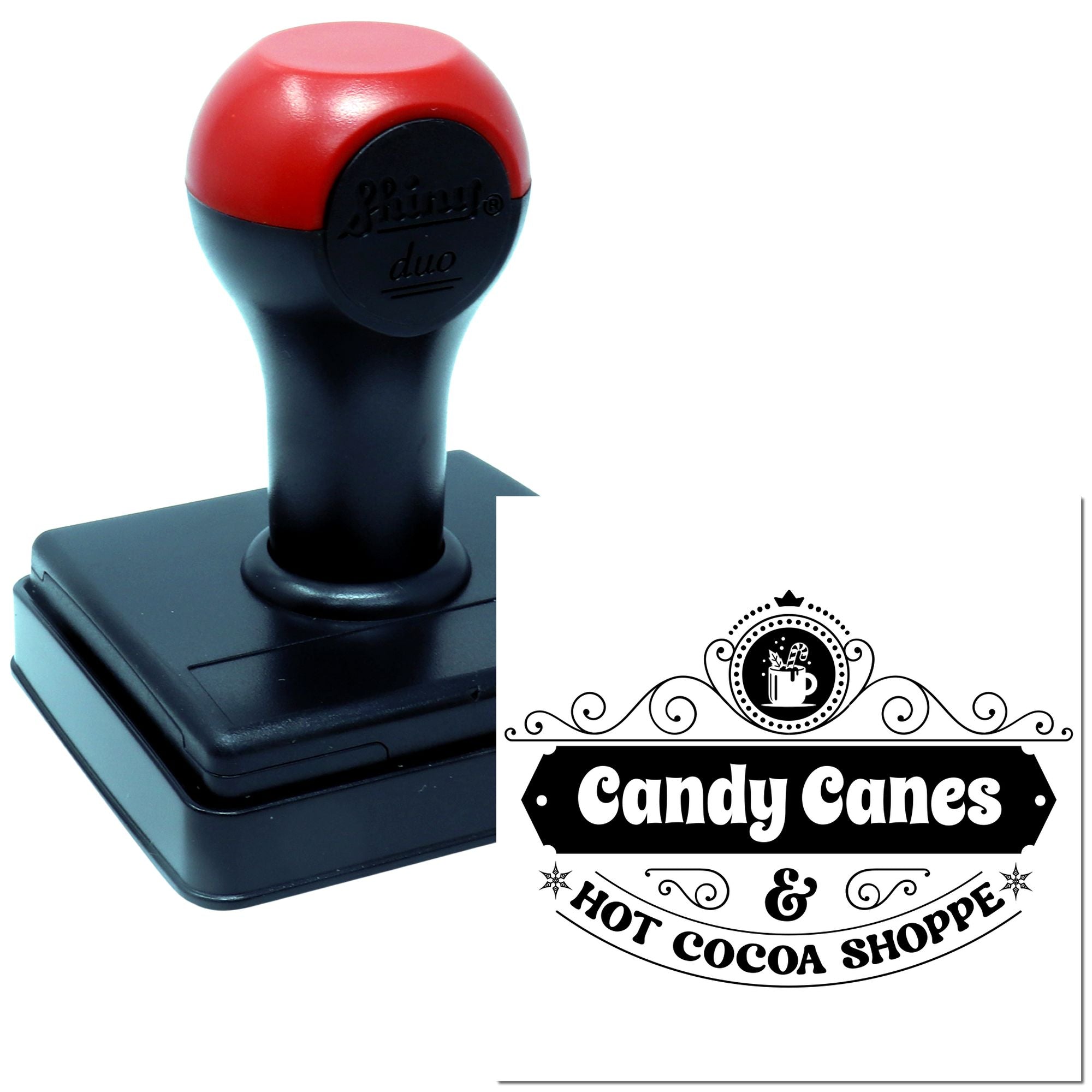 Duo Vintage Candy Canes Cocoa Shoppe Hand Stamp