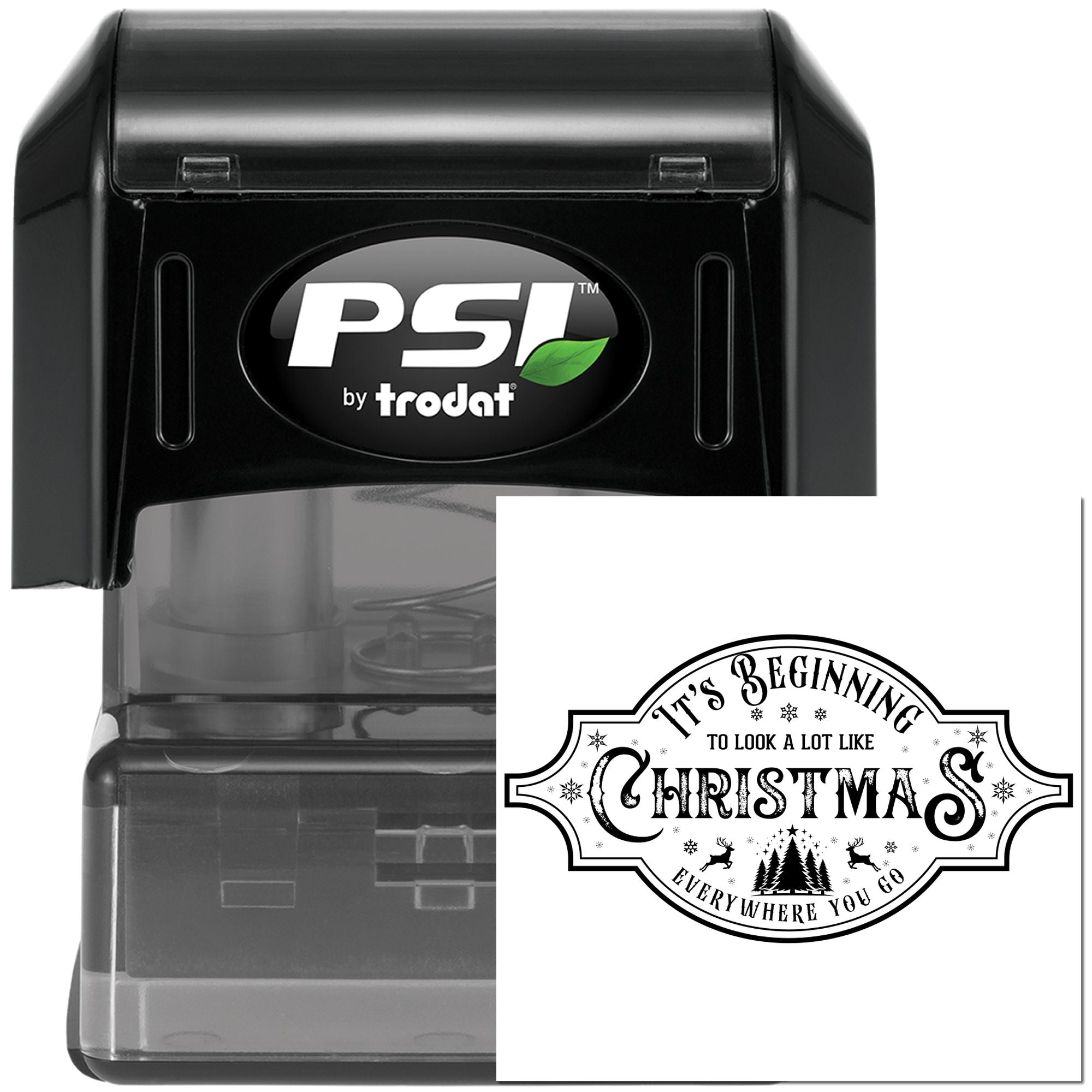 Pre-Inked Vintage Christmas Sign Card Stamp