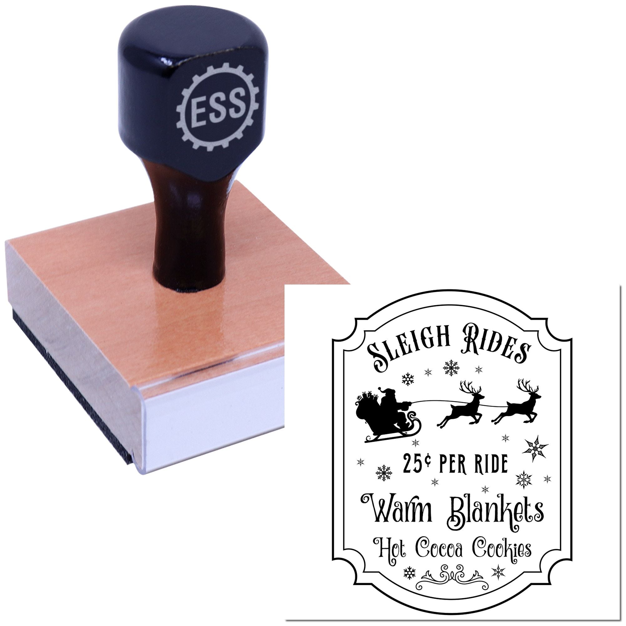 Cozy Holiday Sleigh Paper Craft Rubber Stamp