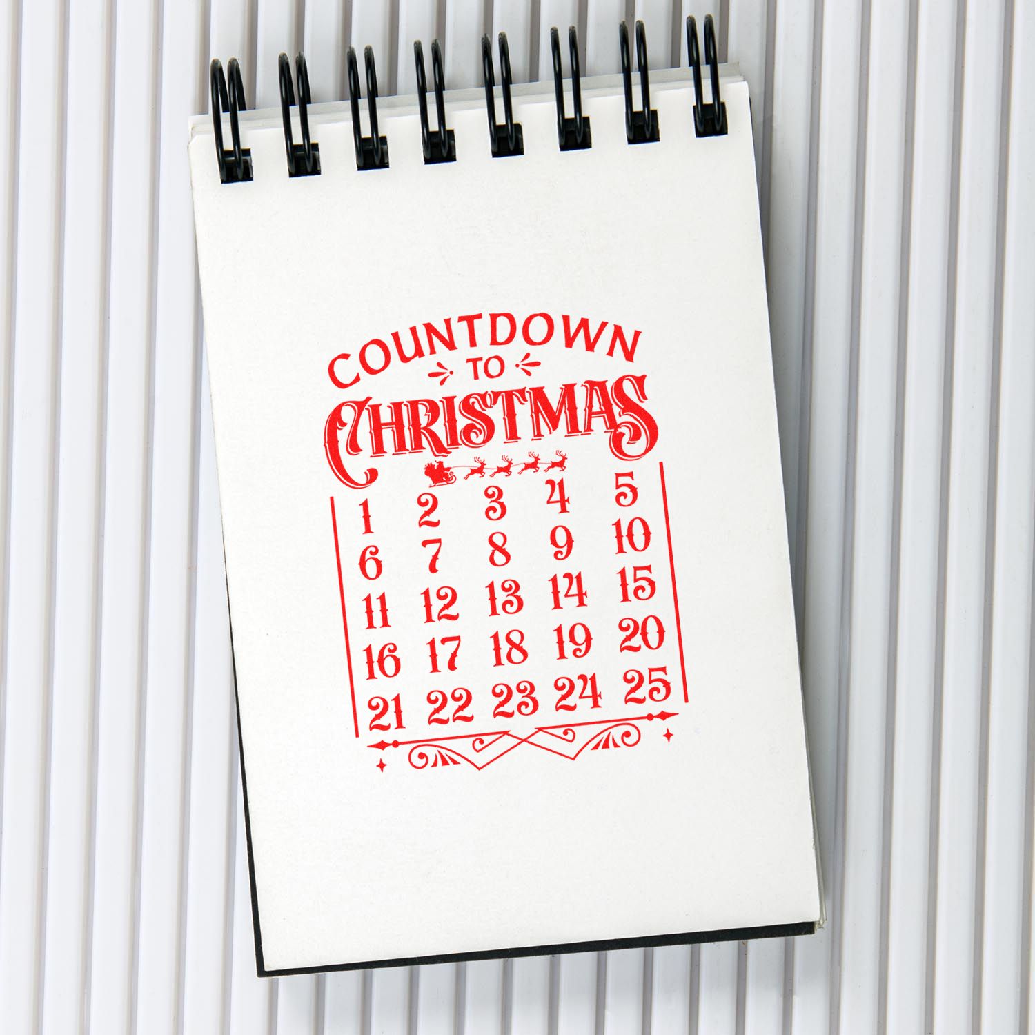 Duo Vintage Countdown To Christmas Calendar Hand Stamp