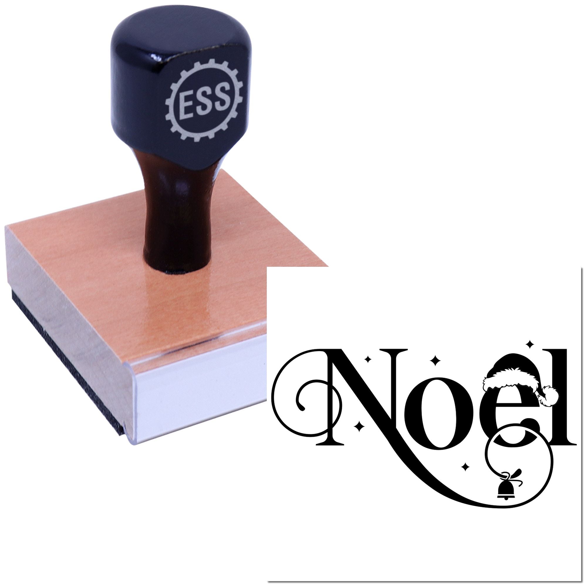 Noel Holiday Emblem Mini Card Rubber Stamp