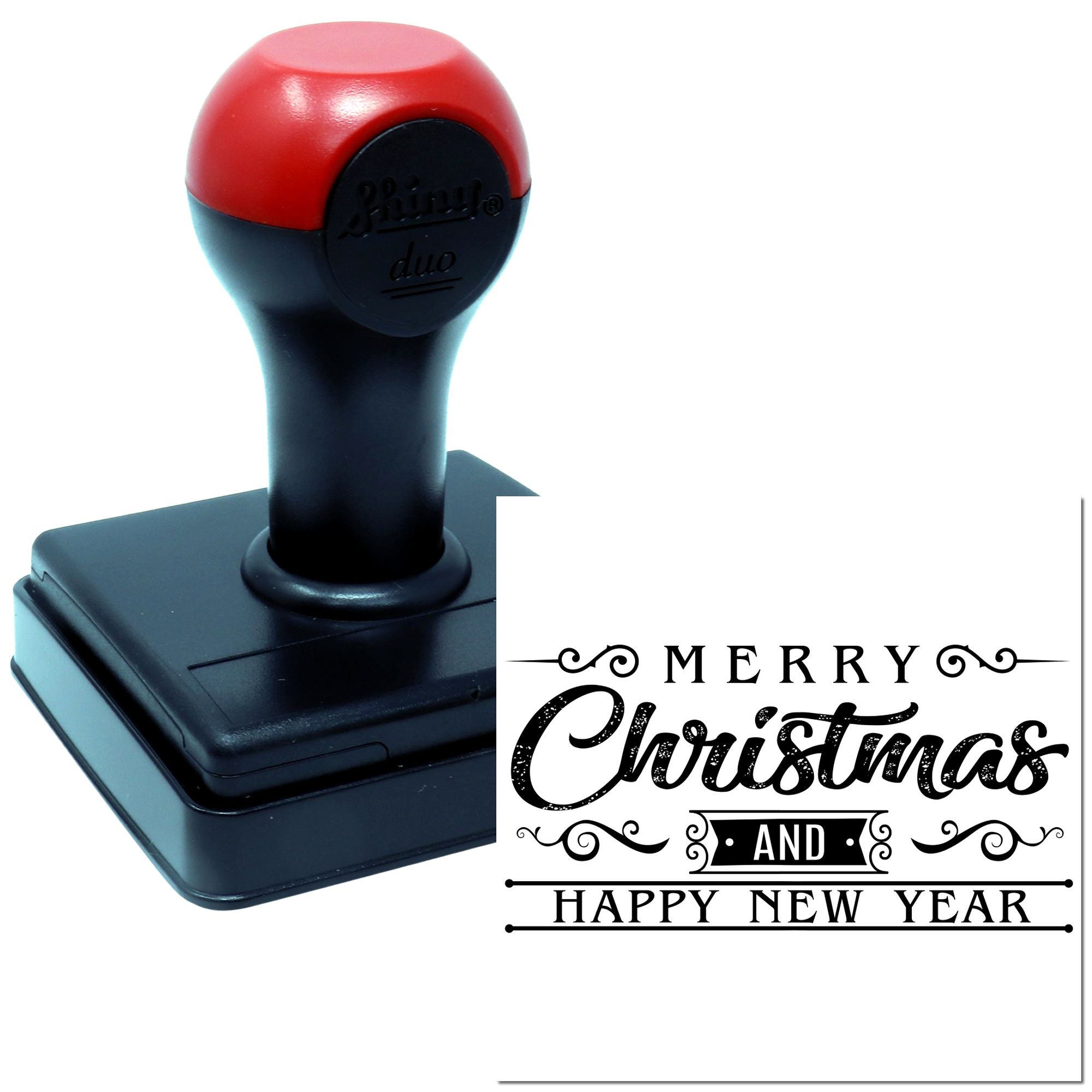 Duo Elegant Merry Christmas And Newyear Hand Stamp