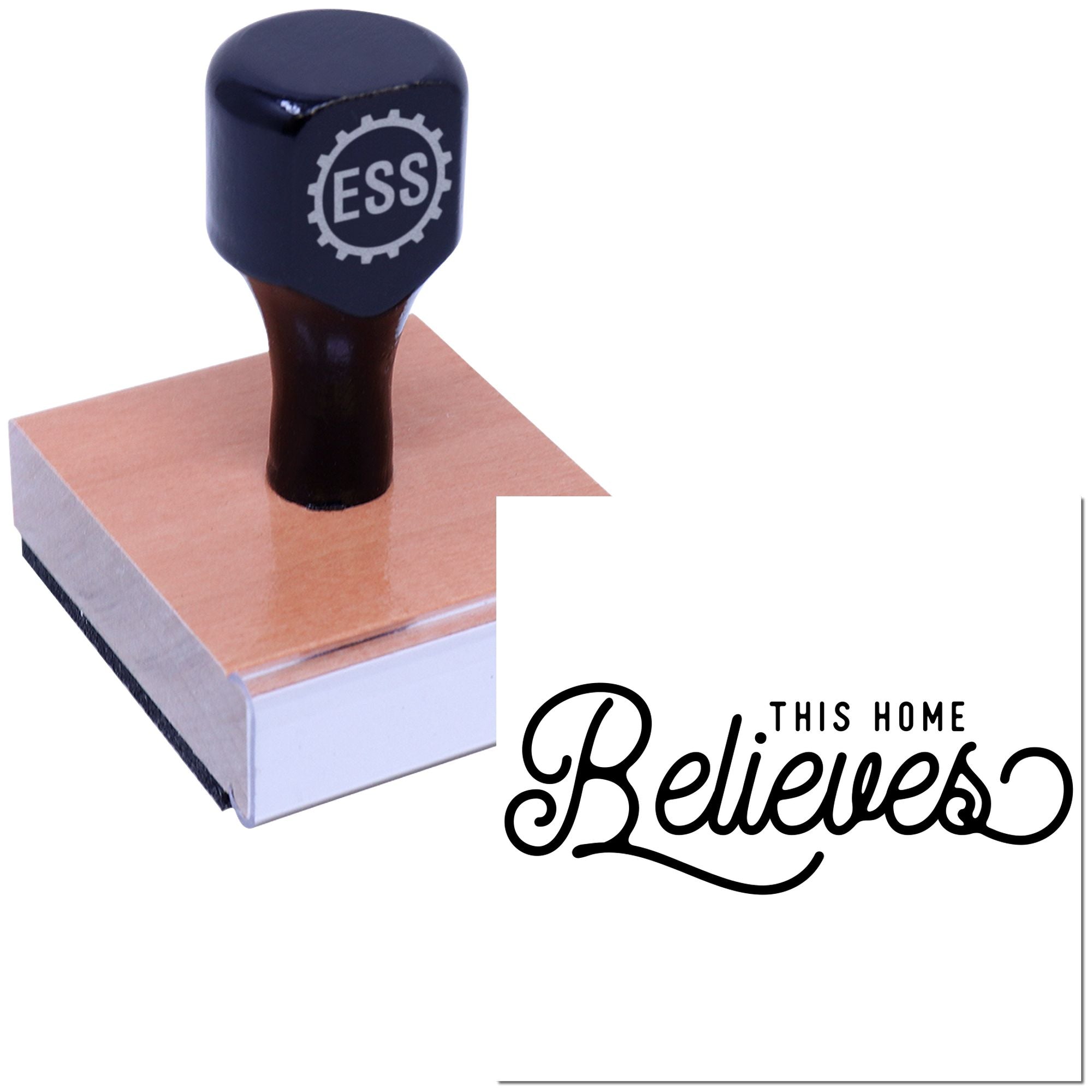 Believing Home Sign Tag Rubber Stamp