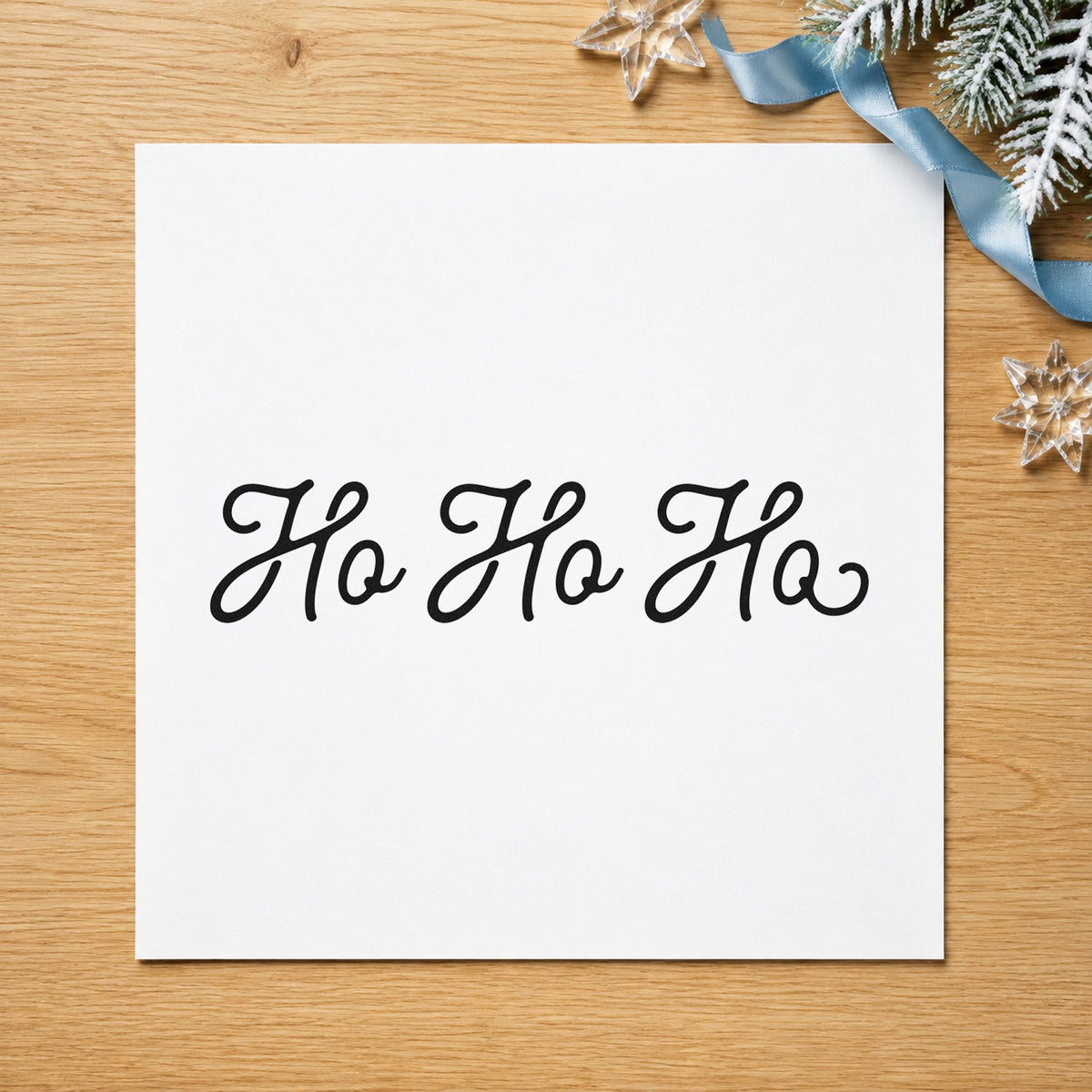 Ho Ho Ho Script rubber stamp printed in black ink, ready for header rule sheet and similar paper crafts.
