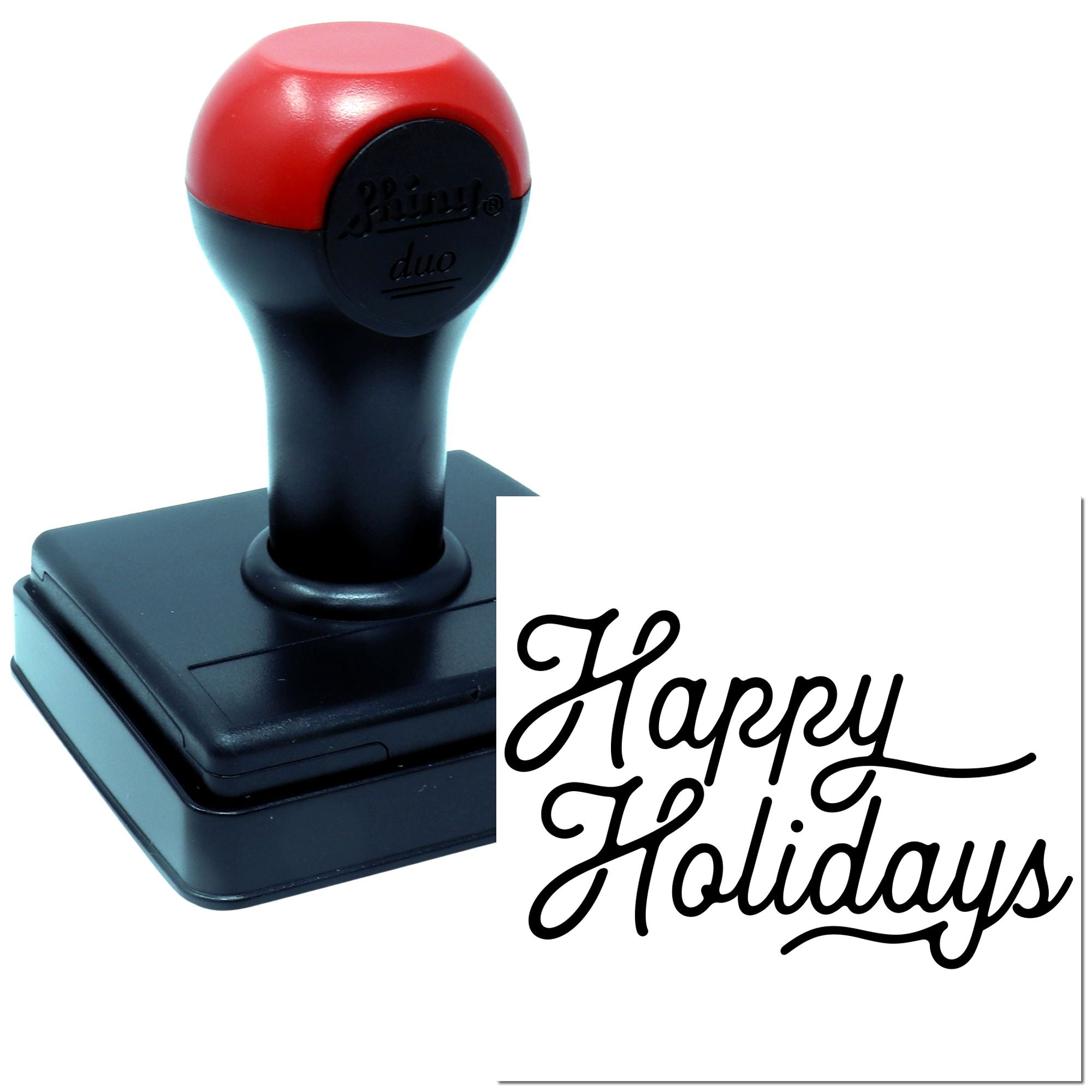 Duo Festive Elegant Handwritten Holiday Greeting Hand Stamp