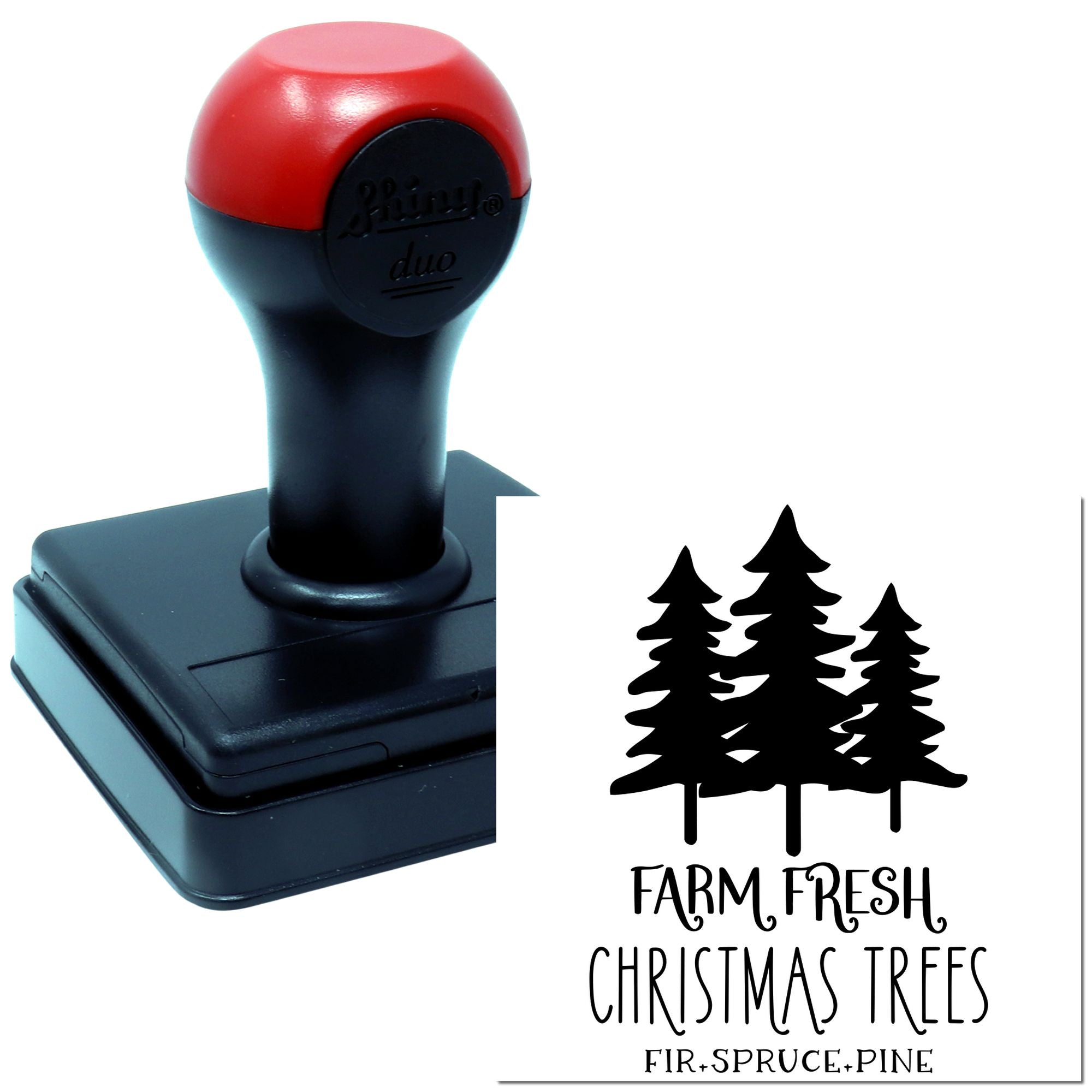 Duo Rustic Evergreen Farm Holiday Pines Hand Stamp