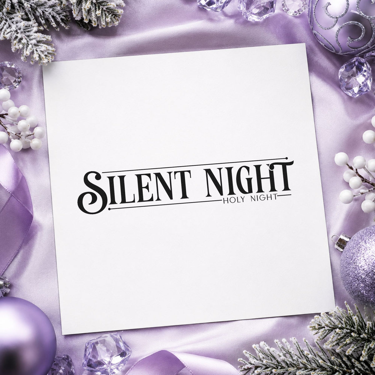 Silent Night Holy Night craft stamp imprint in black ink on a handmade project, one idea being program clip tags.