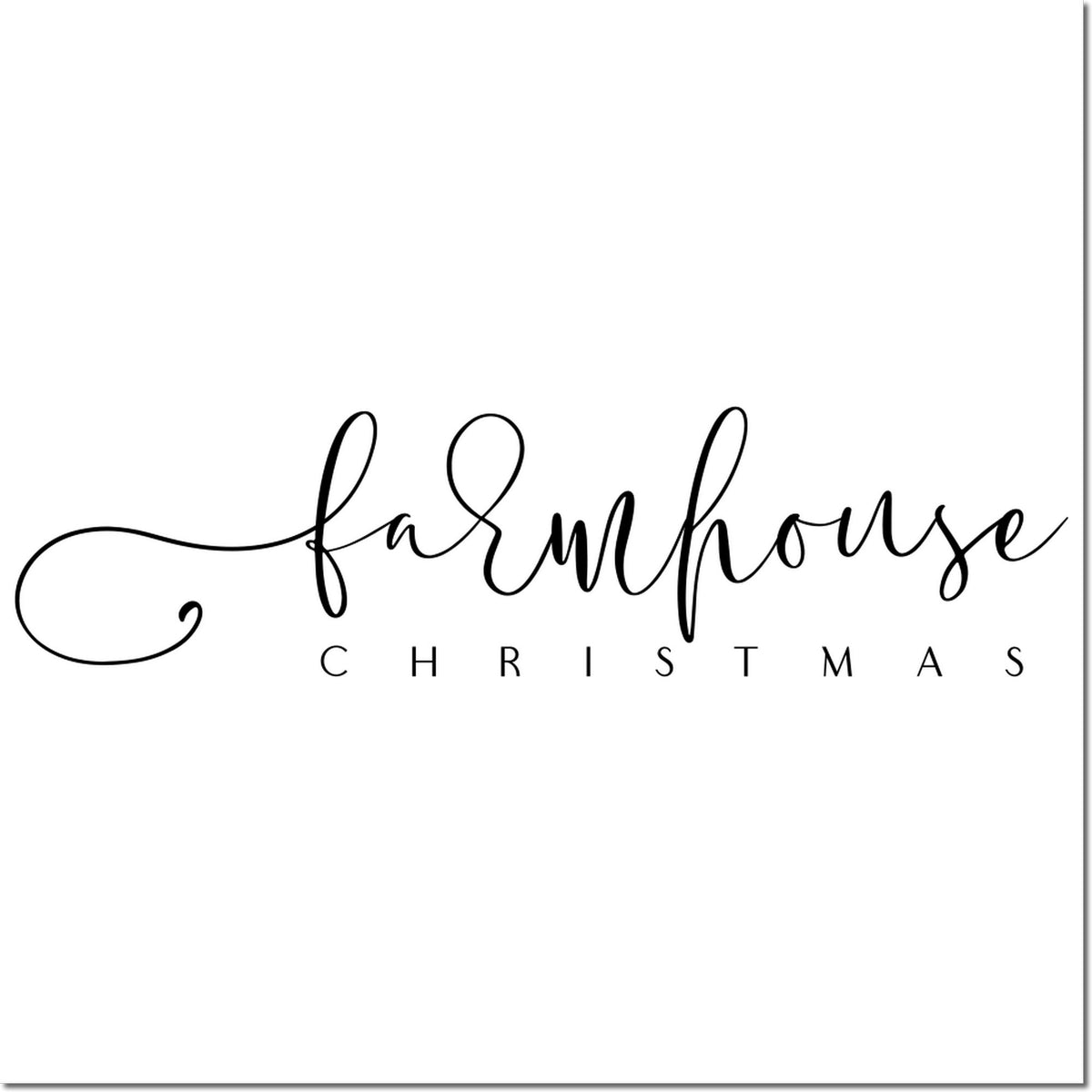 Black farmhouse Christmas script stamp and seal design with elegant cursive lettering on a white background.