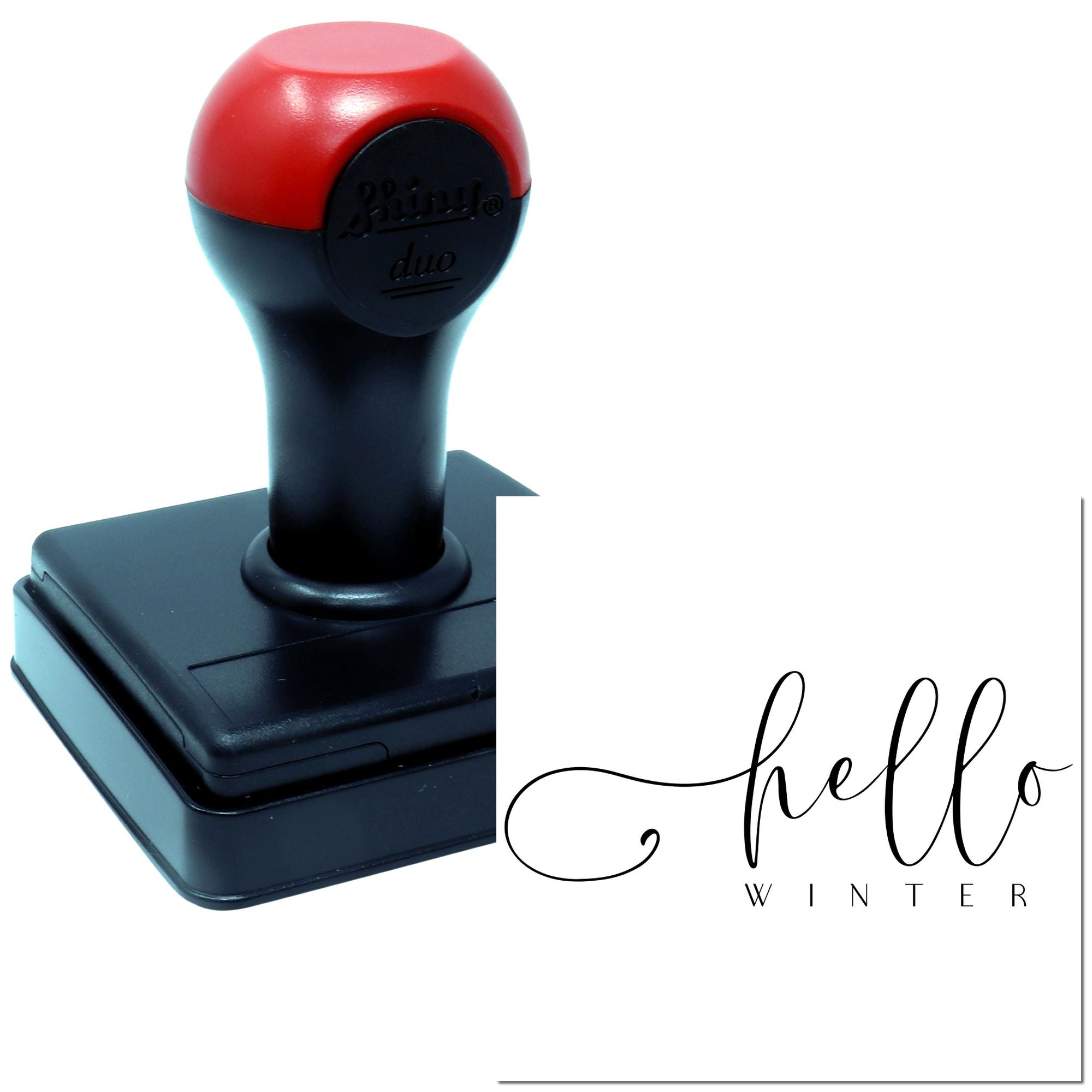 Duo Elegant Hello Winter Script Minimal Hand Stamp