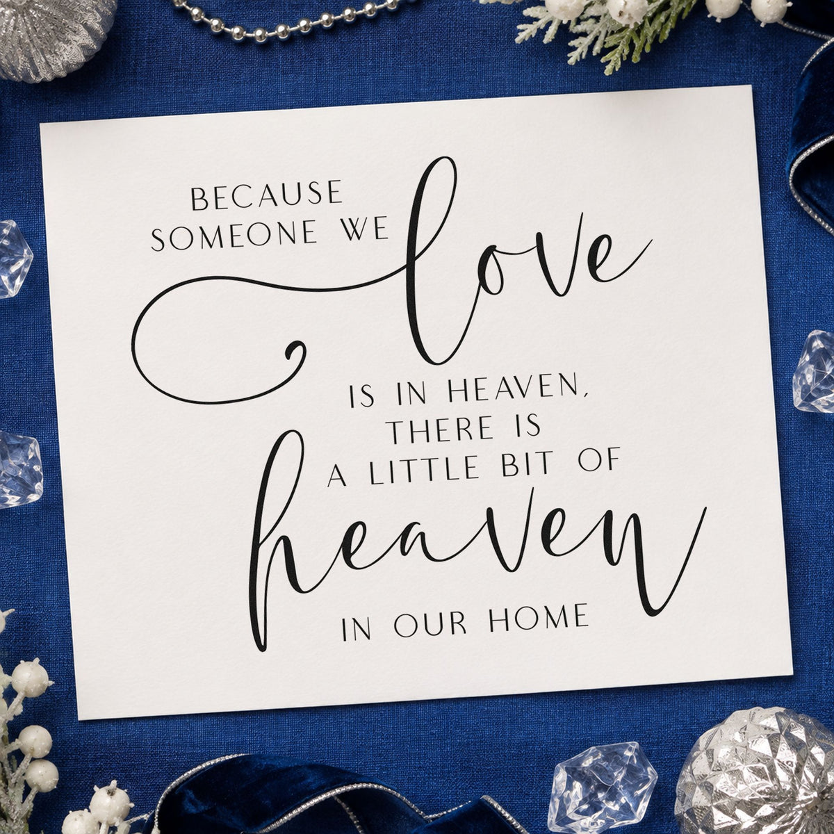 Love In Heaven Home Quote craft stamp imprint in black ink on a handmade project, one idea being keepsake box tags.