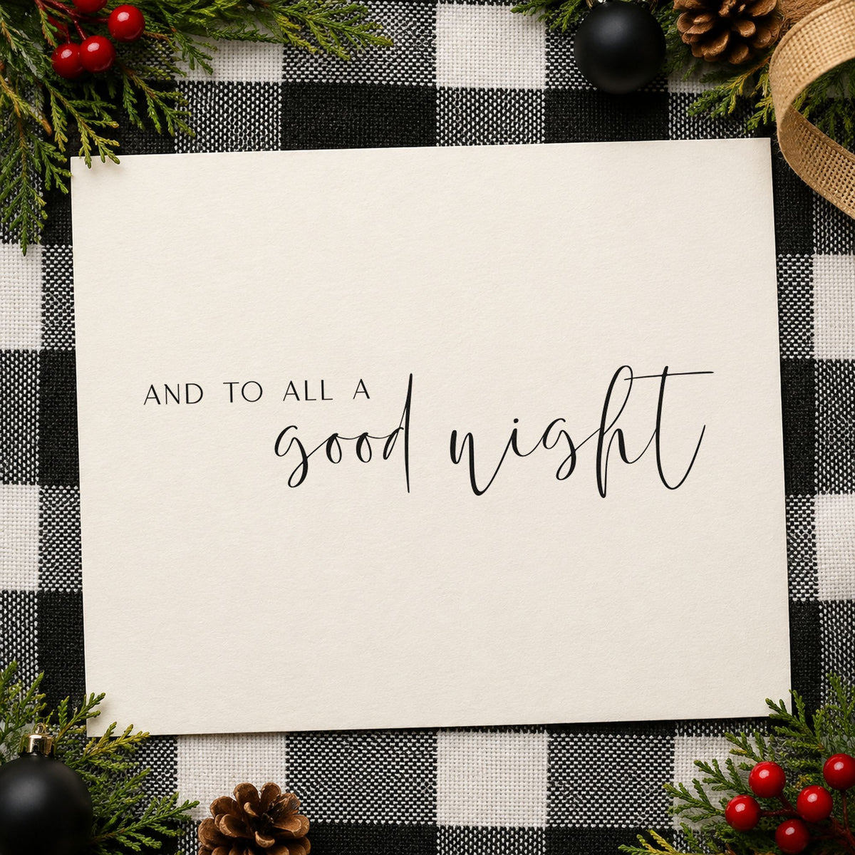 And To All Good Night craft stamp imprint in black ink on a handmade project, one idea being sleep sack tags.